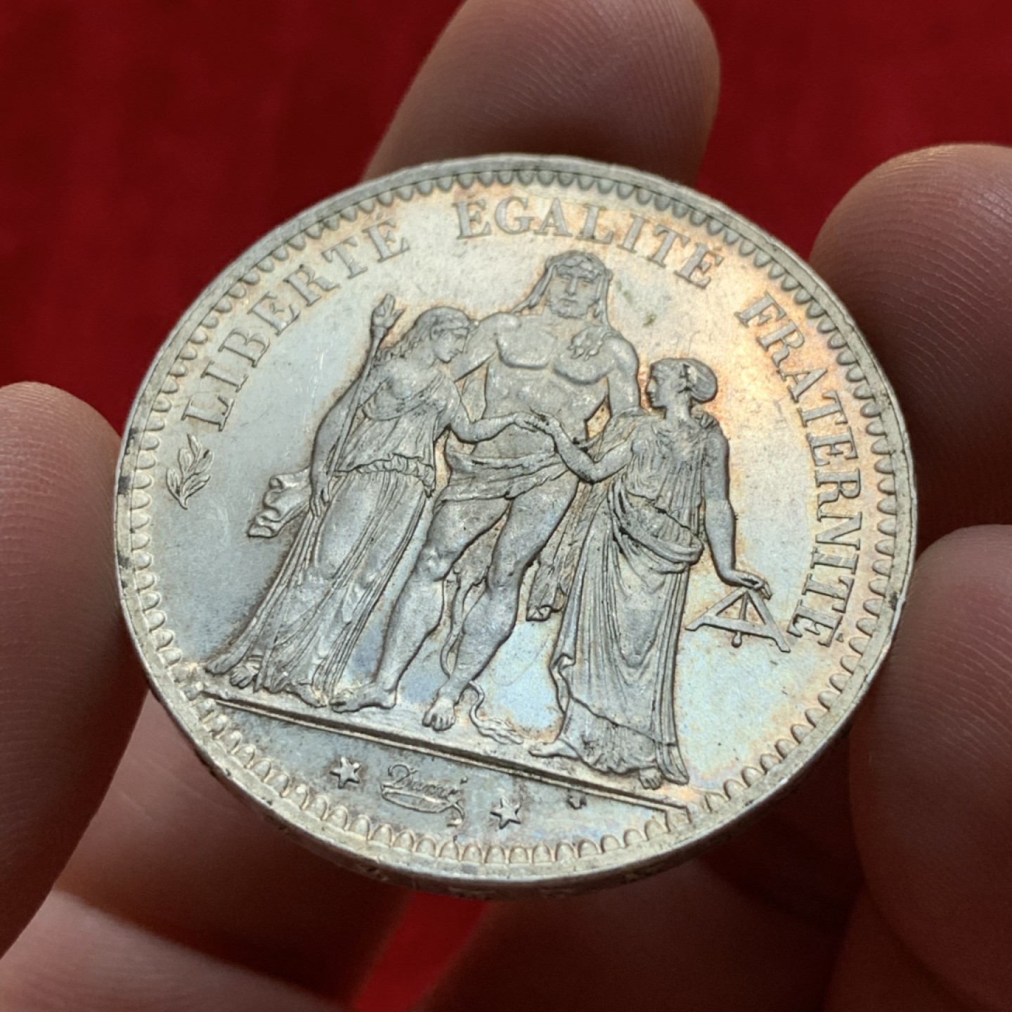 《竞宝斋》第95场-本周日，周一，周四，3场连拍（全场不限金额包邮） 法国 1876年 大力神 5法郎 银币 MS级 高品