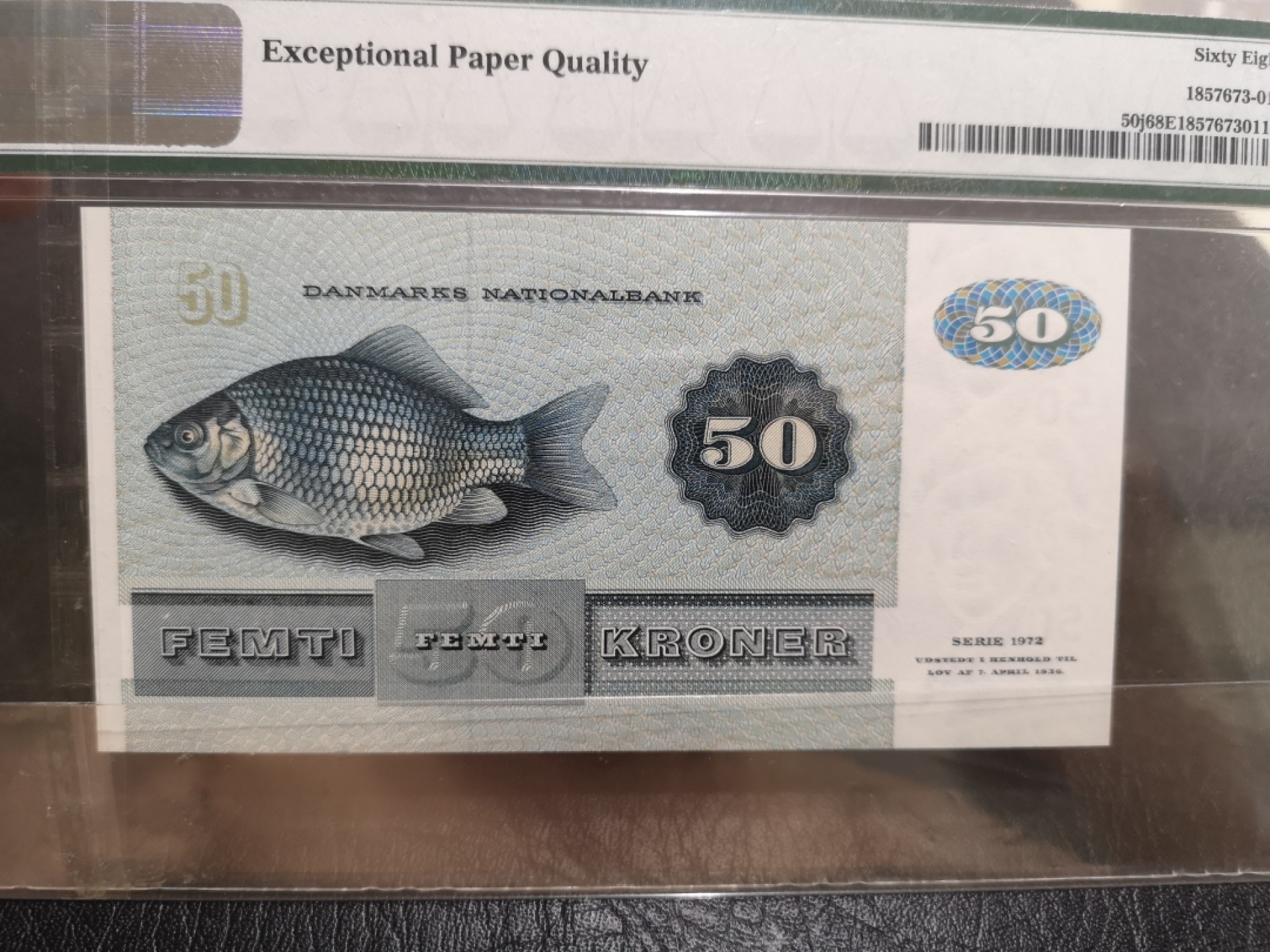 《外钞收藏家》第二百零三期 1992年丹麦50克朗 PMG68 超高分 冠军分