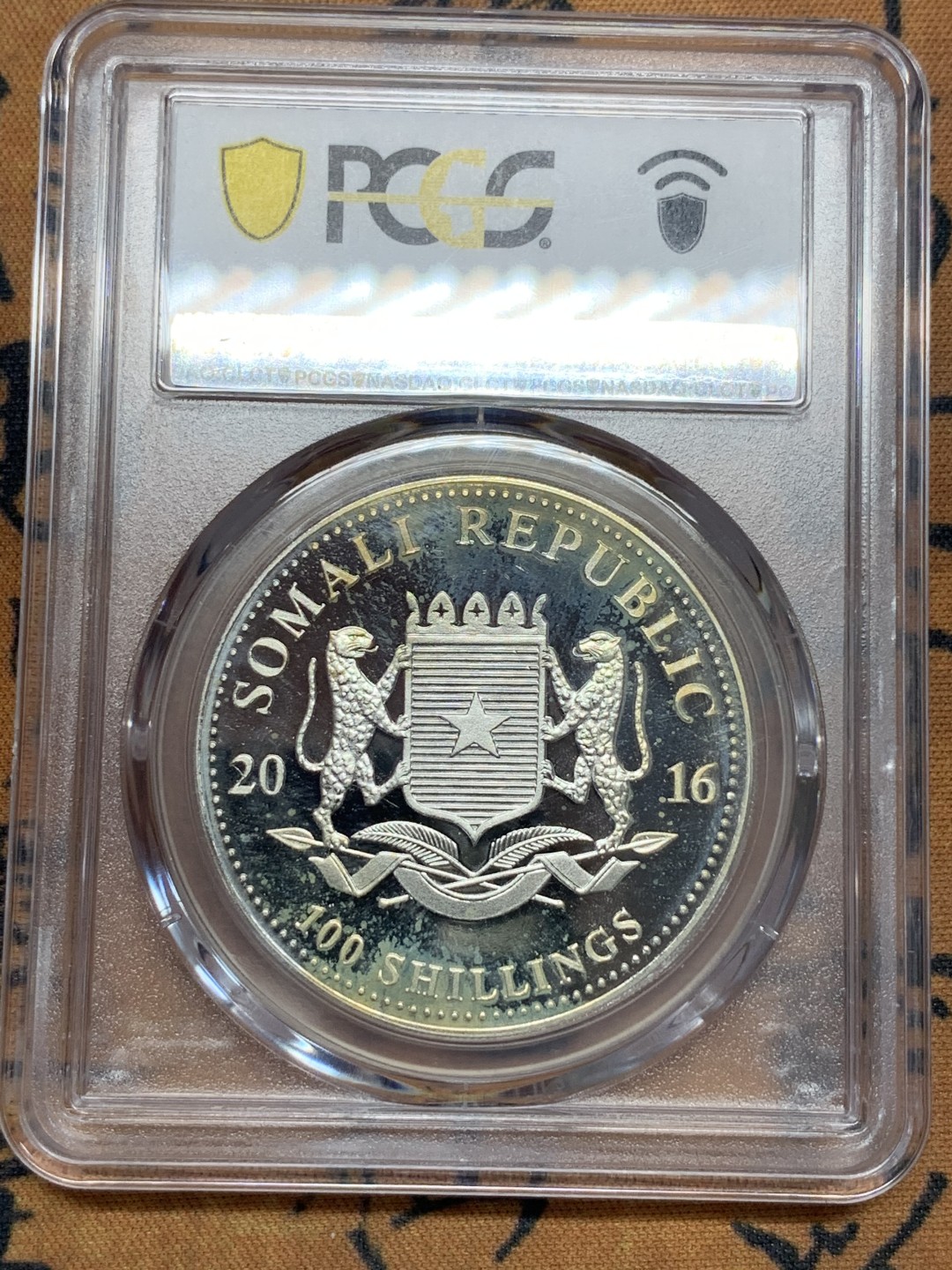 《竞宝斋》第95场-本周日，周一，周四，3场连拍（全场不限金额包邮） PCGS-MS66  索马里 2016年100先令 非洲大象银币  