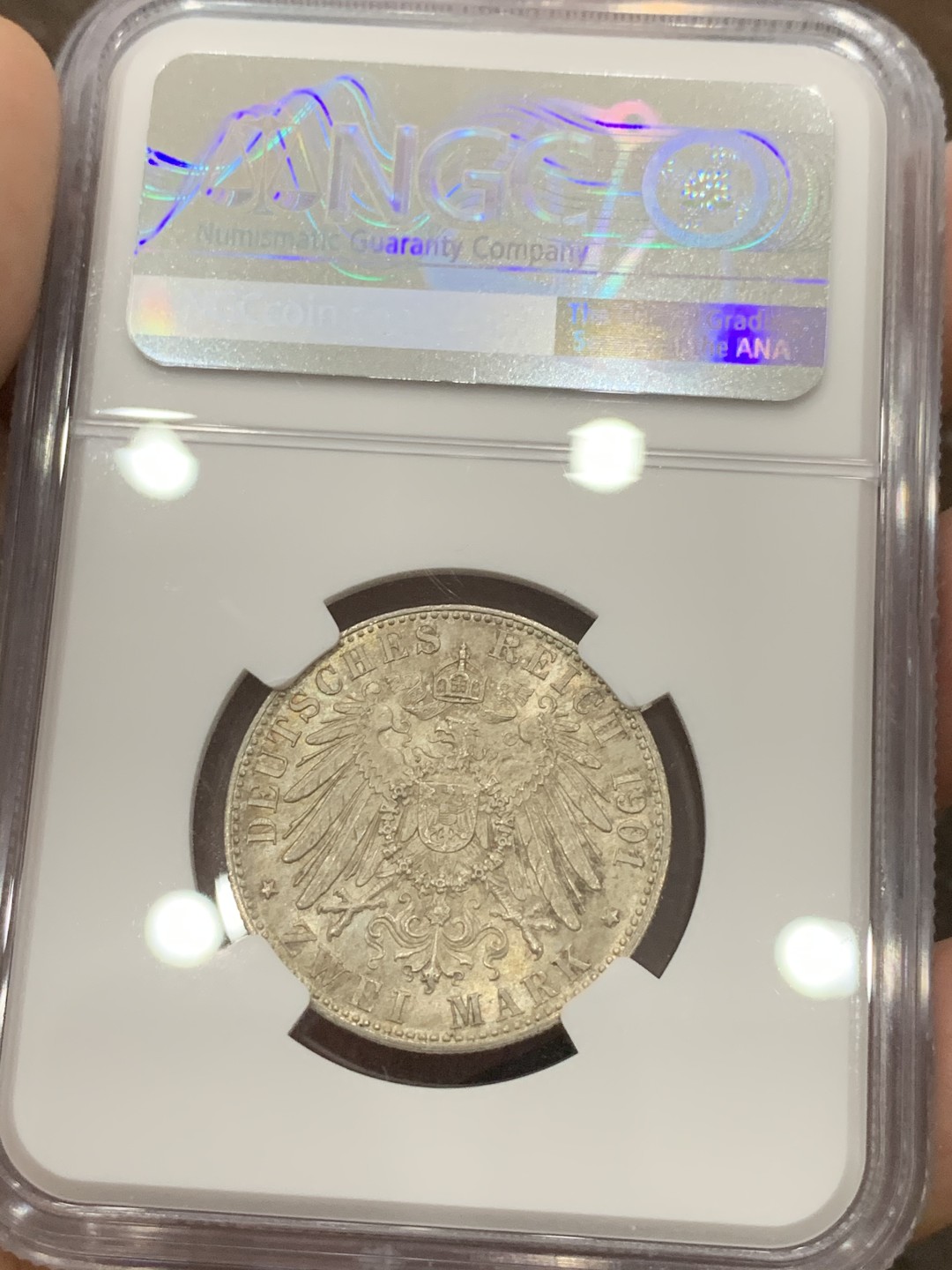 《竞宝斋》第95场-本周日，周一，周四，3场连拍（全场不限金额包邮） NGC-MS64 德国 普鲁士建国200年 2马克 银币