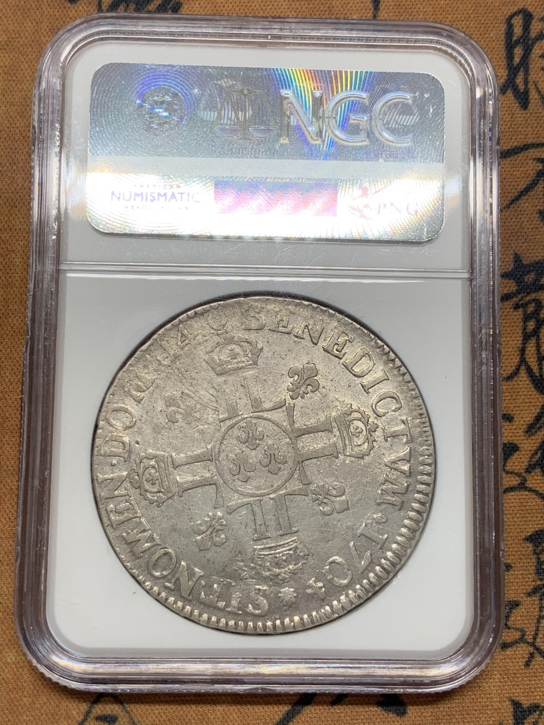 《竞宝斋》第95场-本周日，周一，周四，3场连拍（全场不限金额包邮） NGC-VF25 1704年法国路易十四埃居 太阳王埃居，味道不错适合凑品种