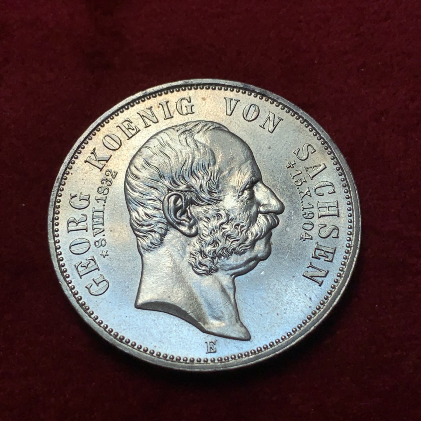 《竞宝斋》第95场-本周日，周一，周四，3场连拍（全场不限金额包邮） 德国1904年萨克森王国-格奥尔格六世5马克银币