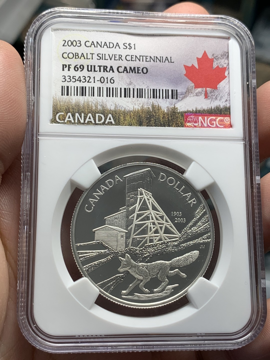 《竞宝斋》第95场-本周日，周一，周四，3场连拍（全场不限金额包邮） NGC-PF69 ULTRA CAMEO 加拿大 2003年 1元 钴矿业100周年纪念 银币
