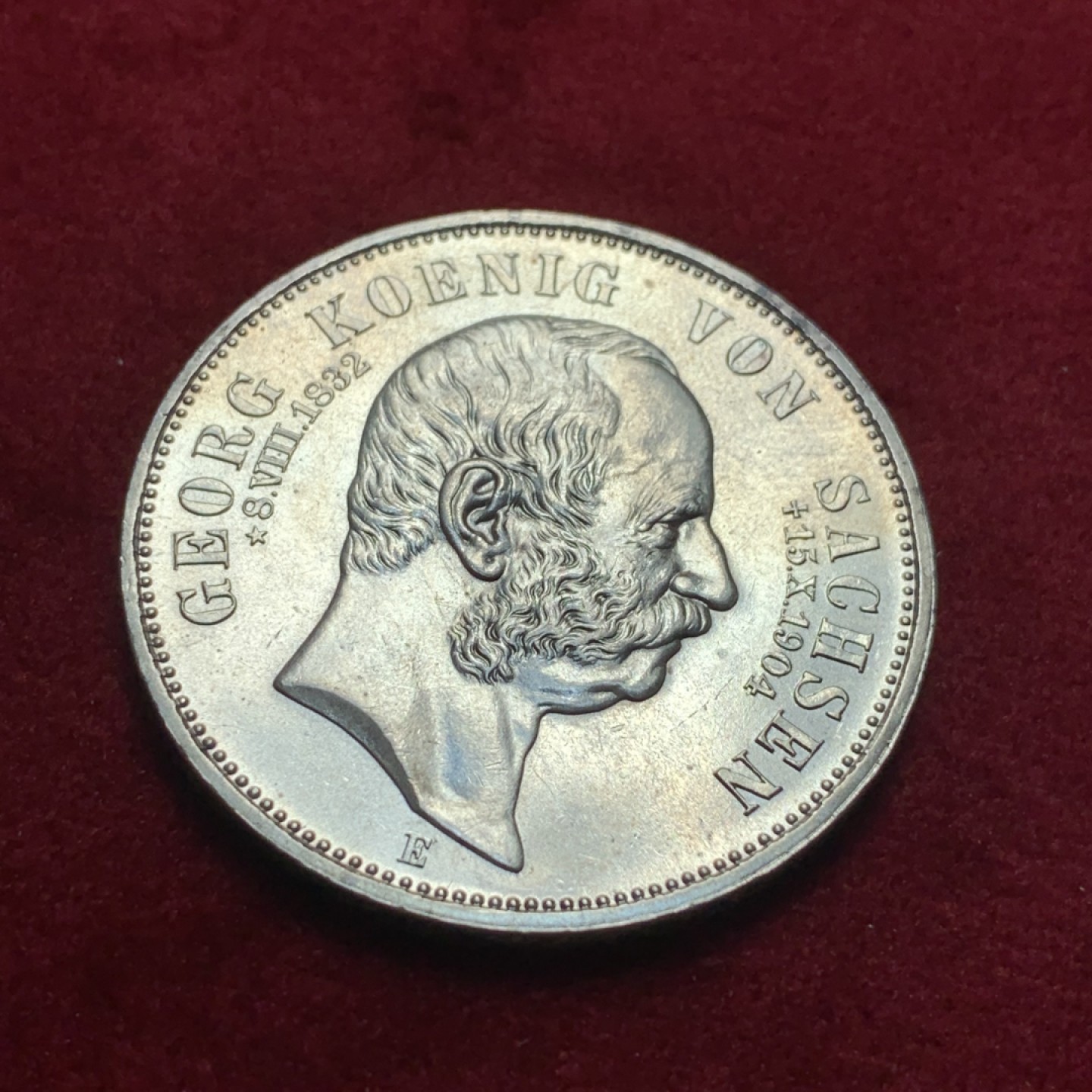 《竞宝斋》第95场-本周日，周一，周四，3场连拍（全场不限金额包邮） 德国1904年萨克森王国-格奥尔格六世5马克银币