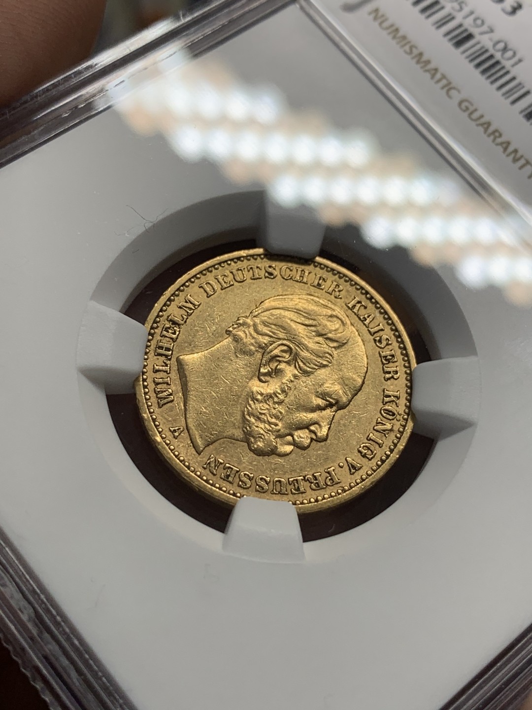 《竞宝斋》第95场-本周日，周一，周四，3场连拍（全场不限金额包邮） NGC-AU53 德国普鲁士 1887年 威廉一世 20马克金币 早期头像 好品稀少