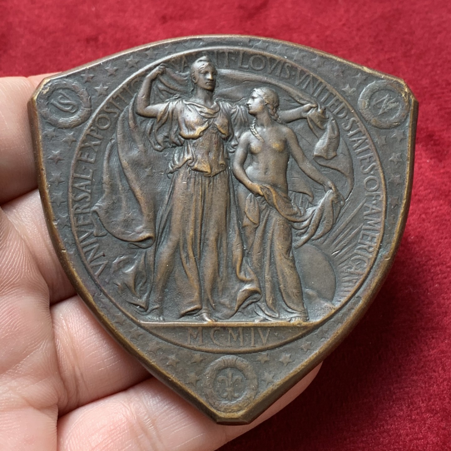 《竞宝斋》第95场-本周日，周一，周四，3场连拍（全场不限金额包邮） 1904年圣路易斯世博会金牌奖章 百年浓郁包浆，发行量9000枚  （铜章）