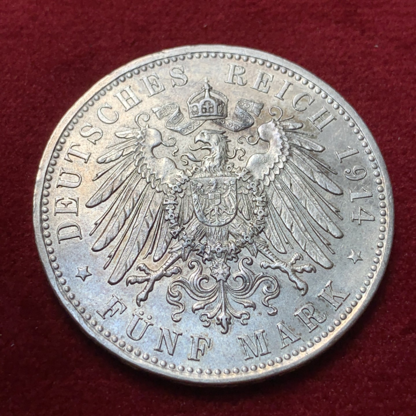 《竞宝斋》第95场-本周日，周一，周四，3场连拍（全场不限金额包邮） 德国1914年巴伐利亚路德维西三世5马克银币