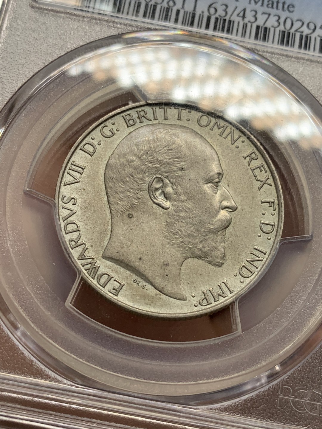 《竞宝斋》第95场-本周日，周一，周四，3场连拍（全场不限金额包邮） PCGS PR63MATTE 英国1902年爱七精制海神弗洛林银币 包浆均匀 难得状态