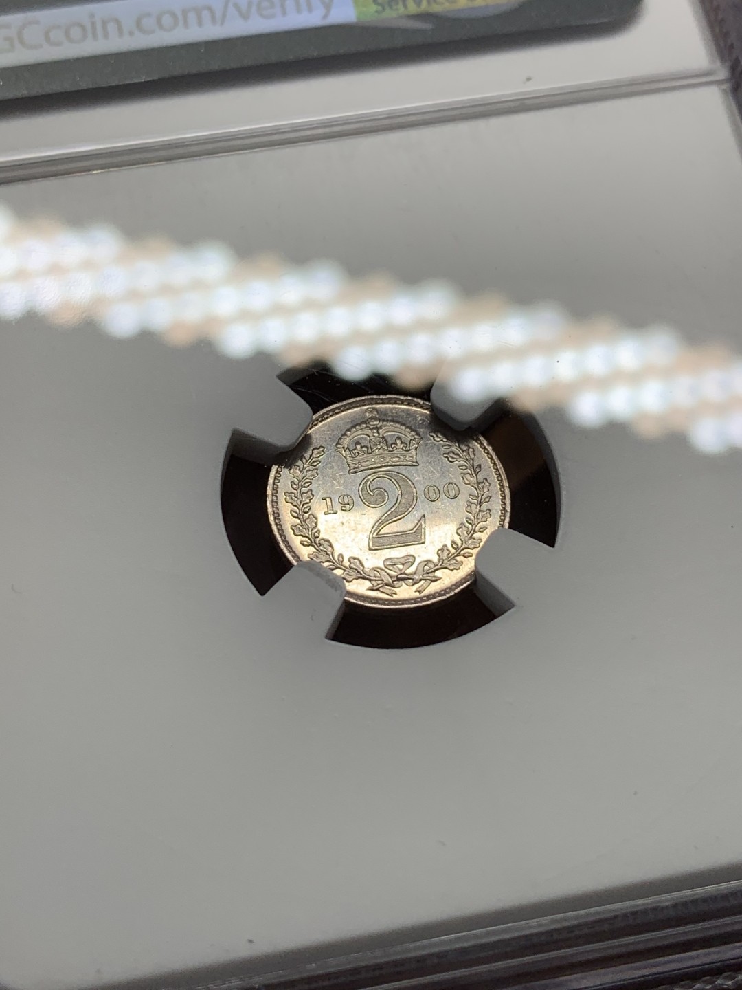 《竞宝斋》第95场-本周日，周一，周四，3场连拍（全场不限金额包邮） NGC-MS64 英国1900年 维多利亚女王 2便士银币 高分好品 稀少品种