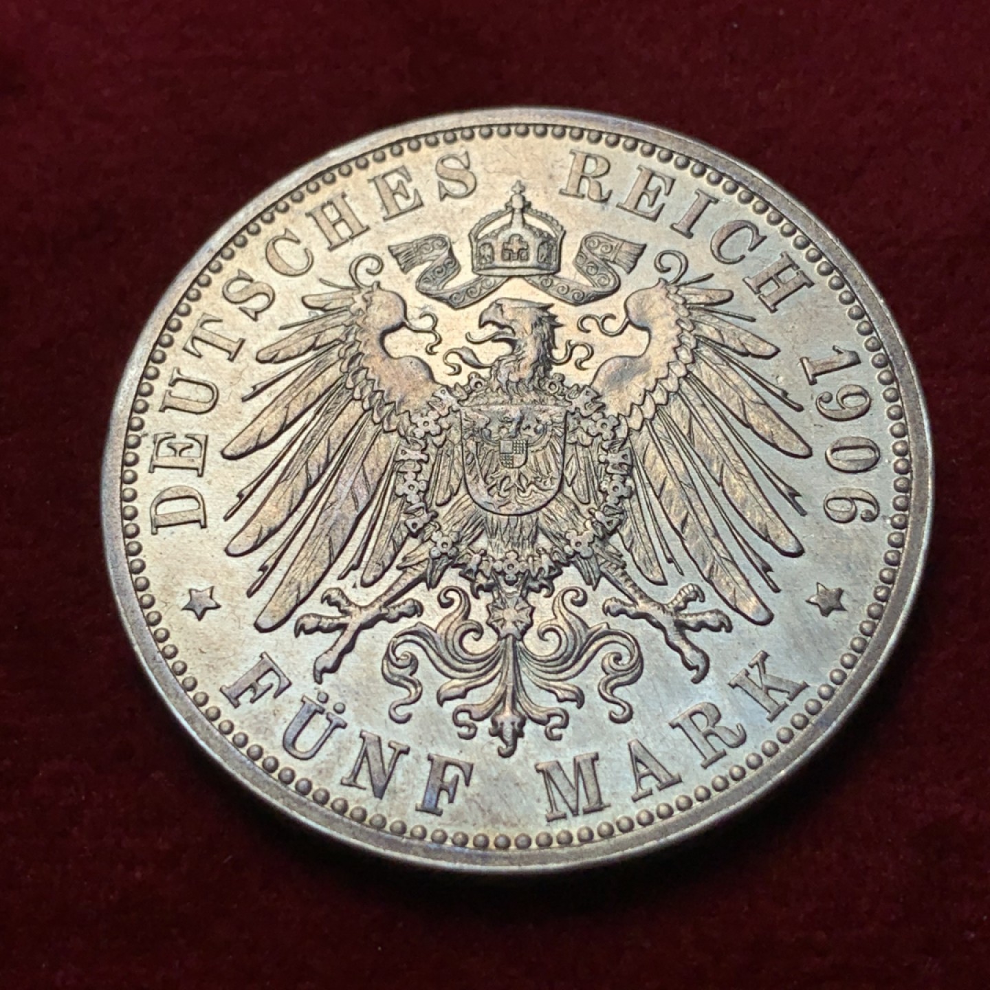 《竞宝斋》第95场-本周日，周一，周四，3场连拍（全场不限金额包邮） 1906年德国巴登弗里德里希金婚5马克银币