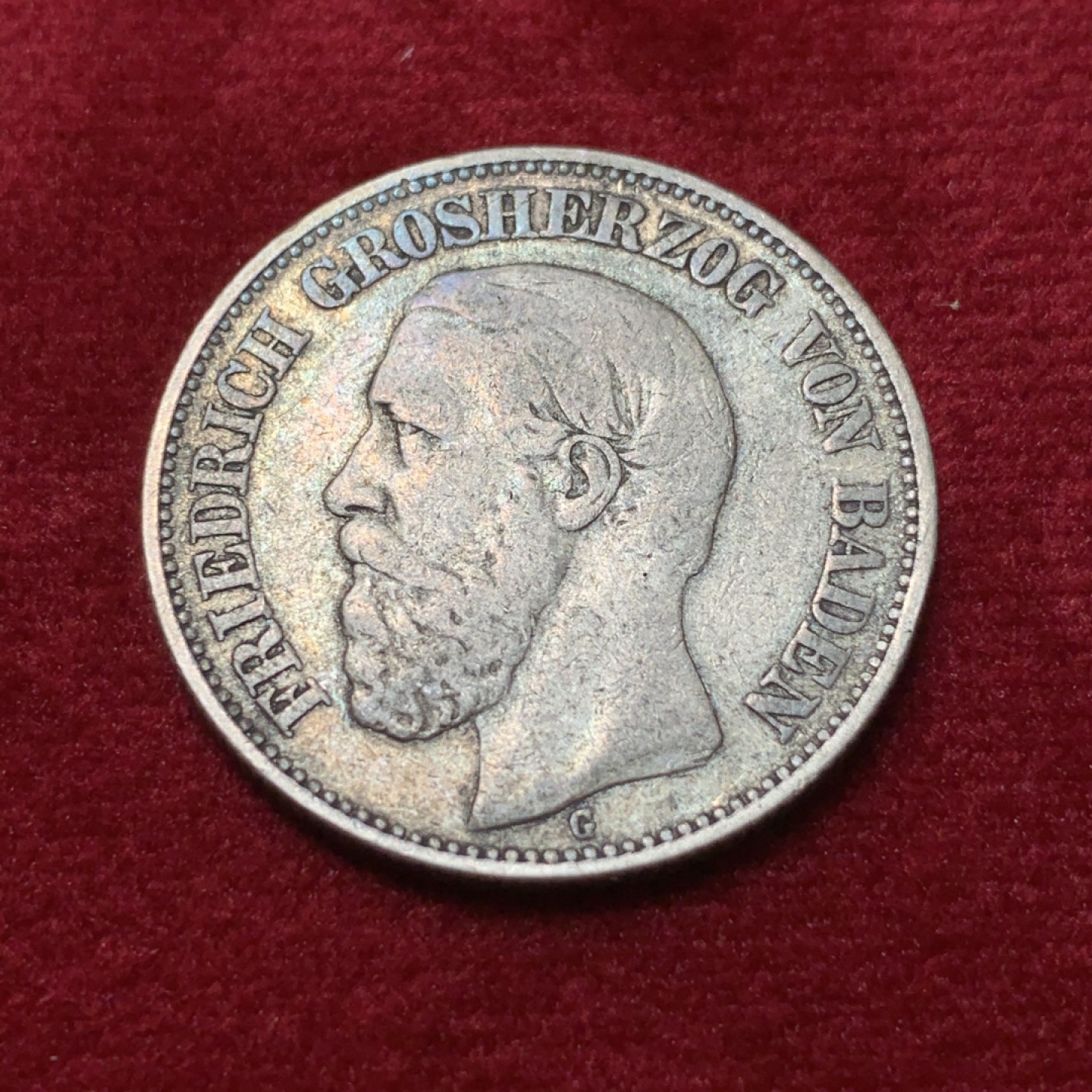 《竞宝斋》第95场-本周日，周一，周四，3场连拍（全场不限金额包邮） 1876年德意志帝国巴登2马克银币，壮年版少见，短翅鹰