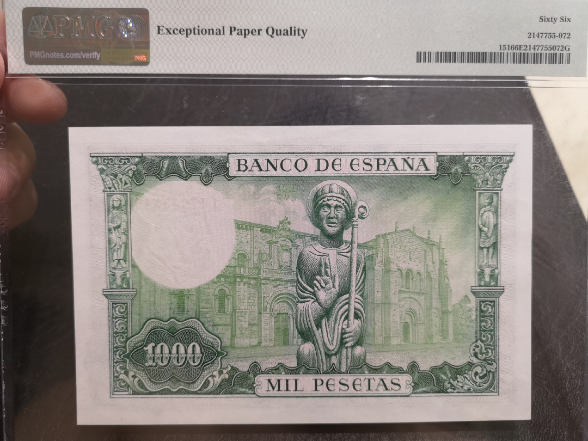 《外钞收藏家》第二百零三期 1965年西班牙1000比塞塔 PMG66