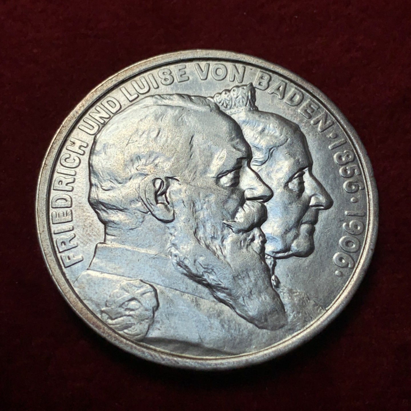 《竞宝斋》第95场-本周日，周一，周四，3场连拍（全场不限金额包邮） 1906年德国巴登弗里德里希金婚5马克银币