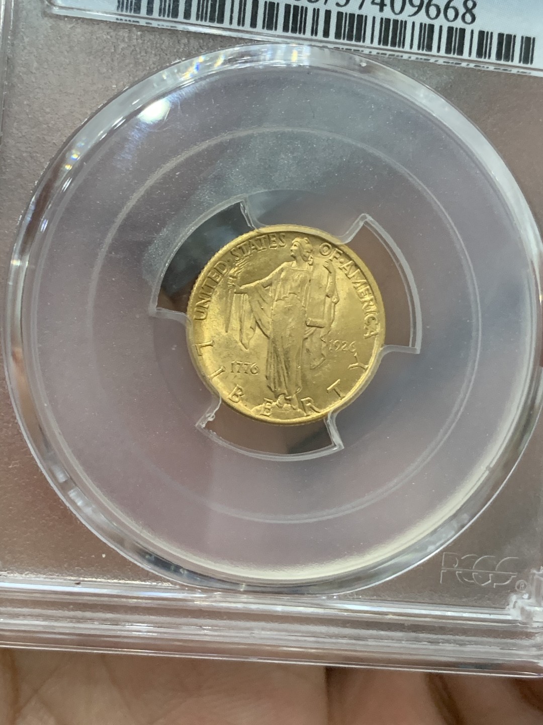 《竞宝斋》第95场-本周日，周一，周四，3场连拍（全场不限金额包邮） PCGS MS63 美国 1926年 建国150周年 2.5美元 金币 少见品种 4.18克20W发行量