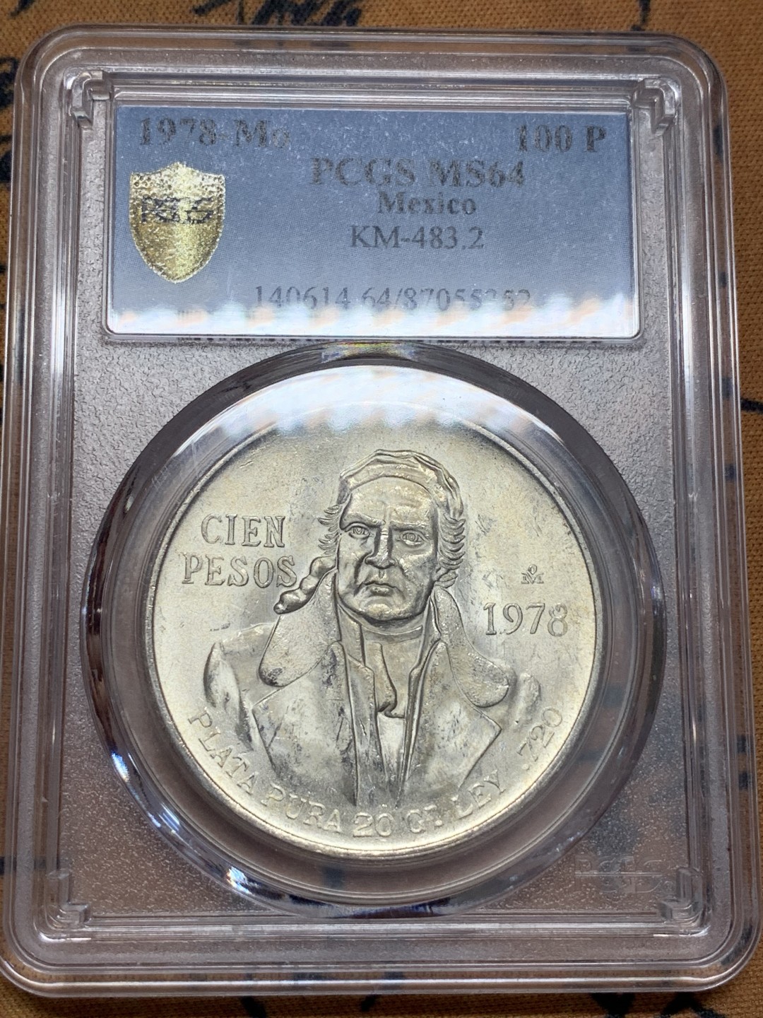 《竞宝斋》第95场-本周日，周一，周四，3场连拍（全场不限金额包邮） PCGS-MS64  墨西哥 1978年MO 普拉塔普拉100比索银币 