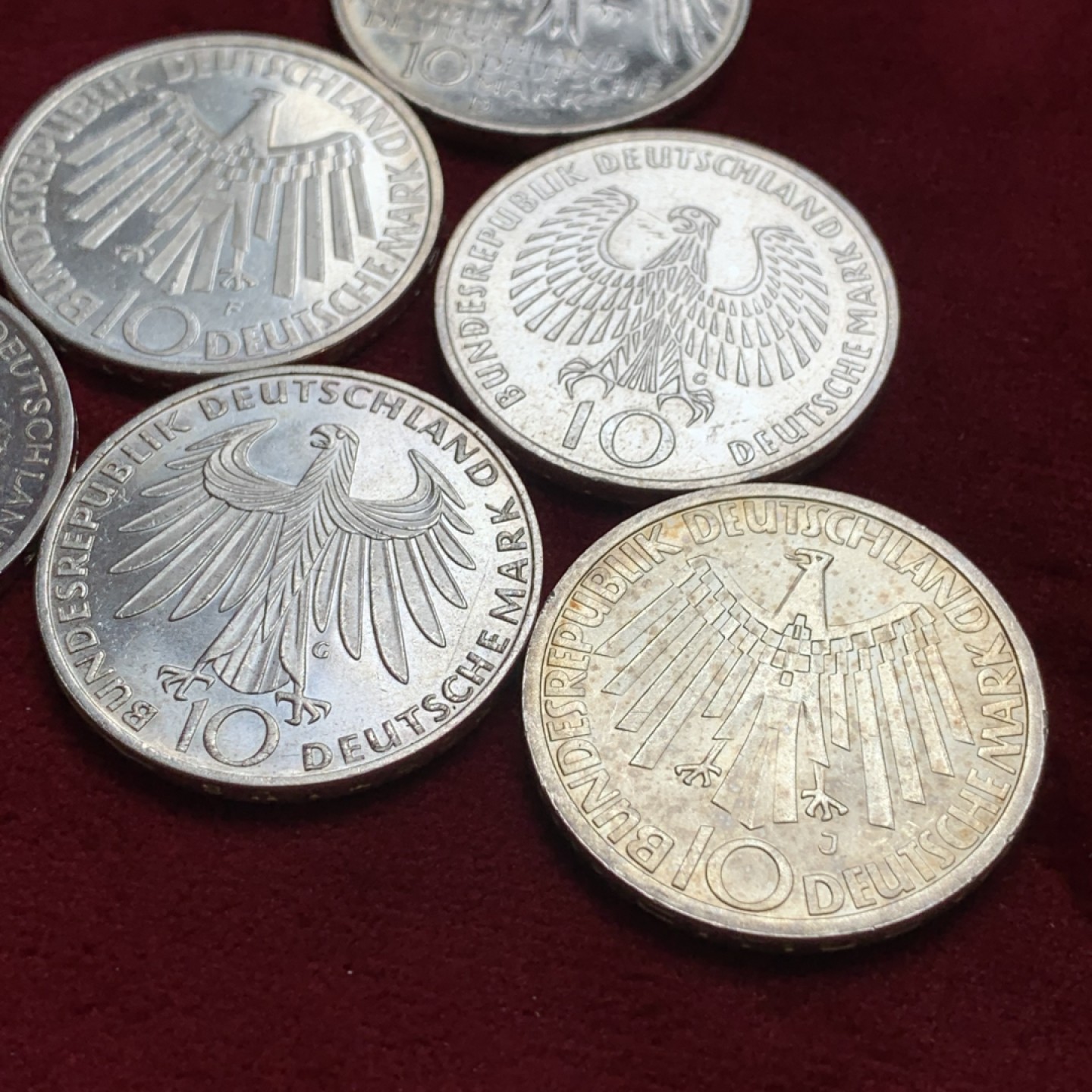 《竞宝斋》第96场-本周日，周一，周四，3场连拍（全场不限金额包邮） 银币6枚一组  德国1972年慕尼黑奥运会纪念10马克银币 单枚重量15.5克