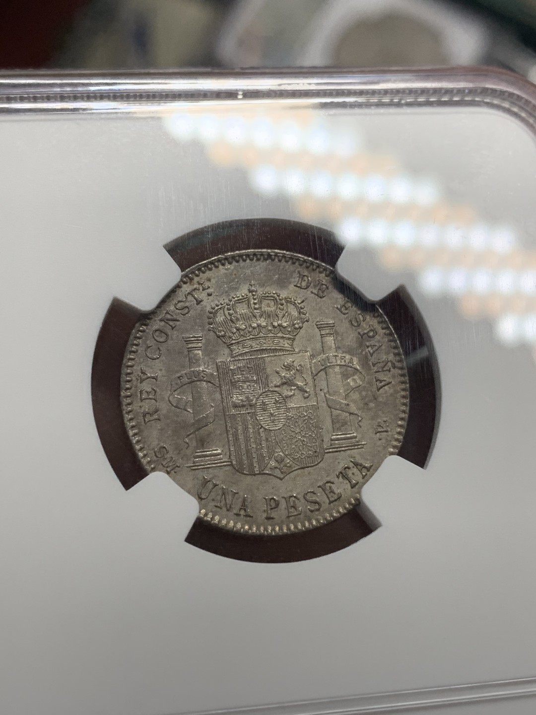 《竞宝斋》第96场-本周日，周一，周四，3场连拍（全场不限金额包邮） NGC-MS61 西班牙 1900年 阿方索十三世小孩头 银币