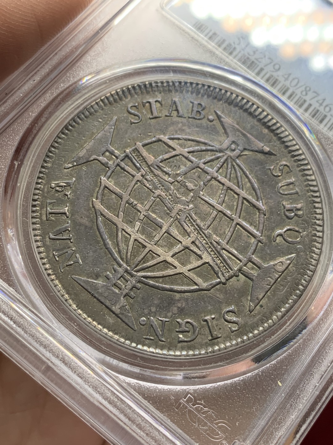 《竞宝斋》第96场-本周日，周一，周四，3场连拍（全场不限金额包邮） PCGS-XF40  葡属巴西 1811年R 960R地球银币 深彩老包浆，非常漂亮