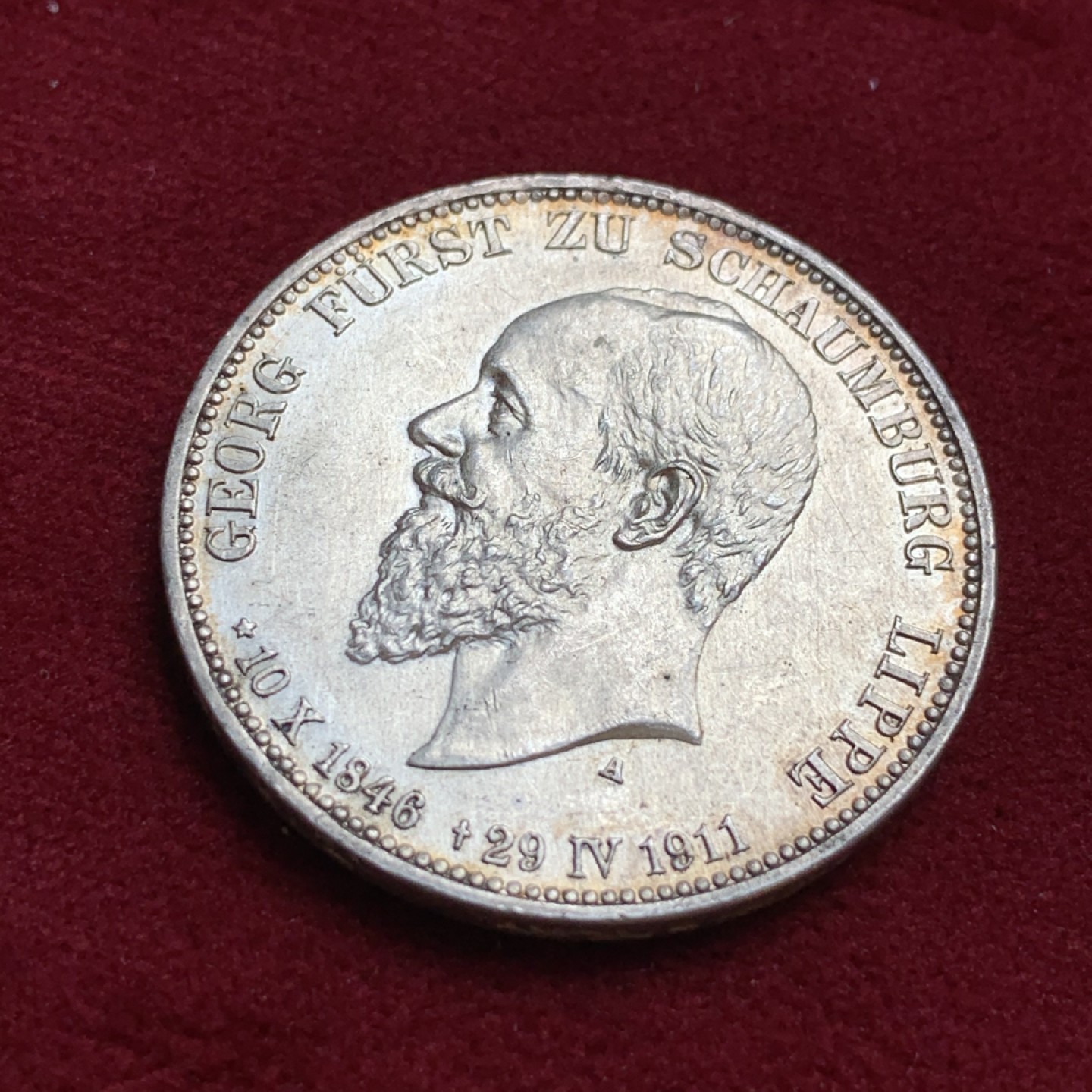 《竞宝斋》第96场-本周日，周一，周四，3场连拍（全场不限金额包邮） 德国绍姆堡-利普1911年逝世纪念3马克银币 好品裸币