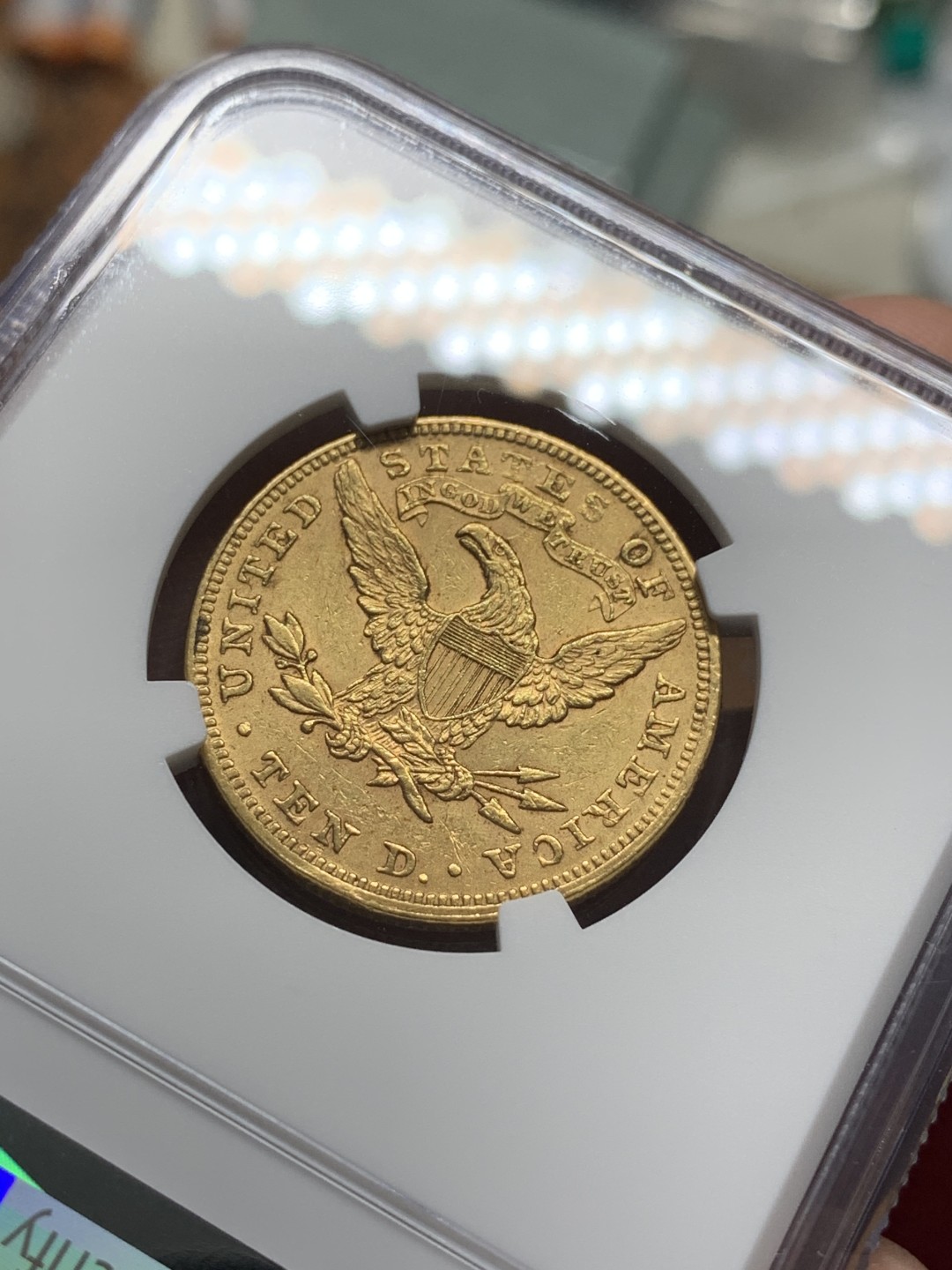 《竞宝斋》第96场-本周日，周一，周四，3场连拍（全场不限金额包邮） NGC-AU55 美国1894年 自由女神像 10美元金币 16.72克 早期年份 好品较少