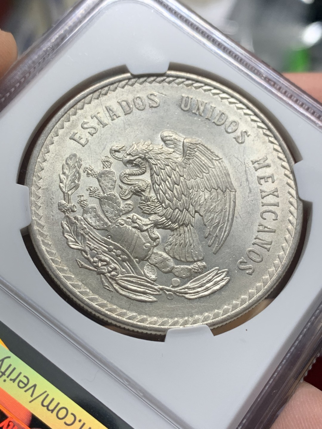 《竞宝斋》第96场-本周日，周一，周四，3场连拍（全场不限金额包邮） NGC-MS62 墨西哥1948年 印第安人头像 5比索 大银币 原光好品 这东西现在涨的太多了