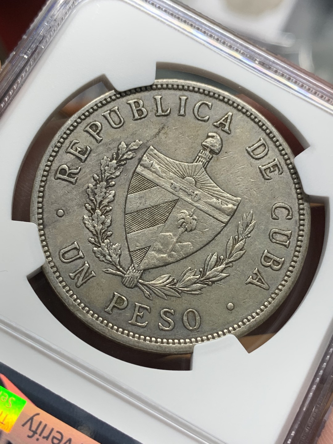 《竞宝斋》第96场-本周日，周一，周四，3场连拍（全场不限金额包邮） NGC-AU55 古巴1932年 大五星 1比索大银币 原味好品 出分不易