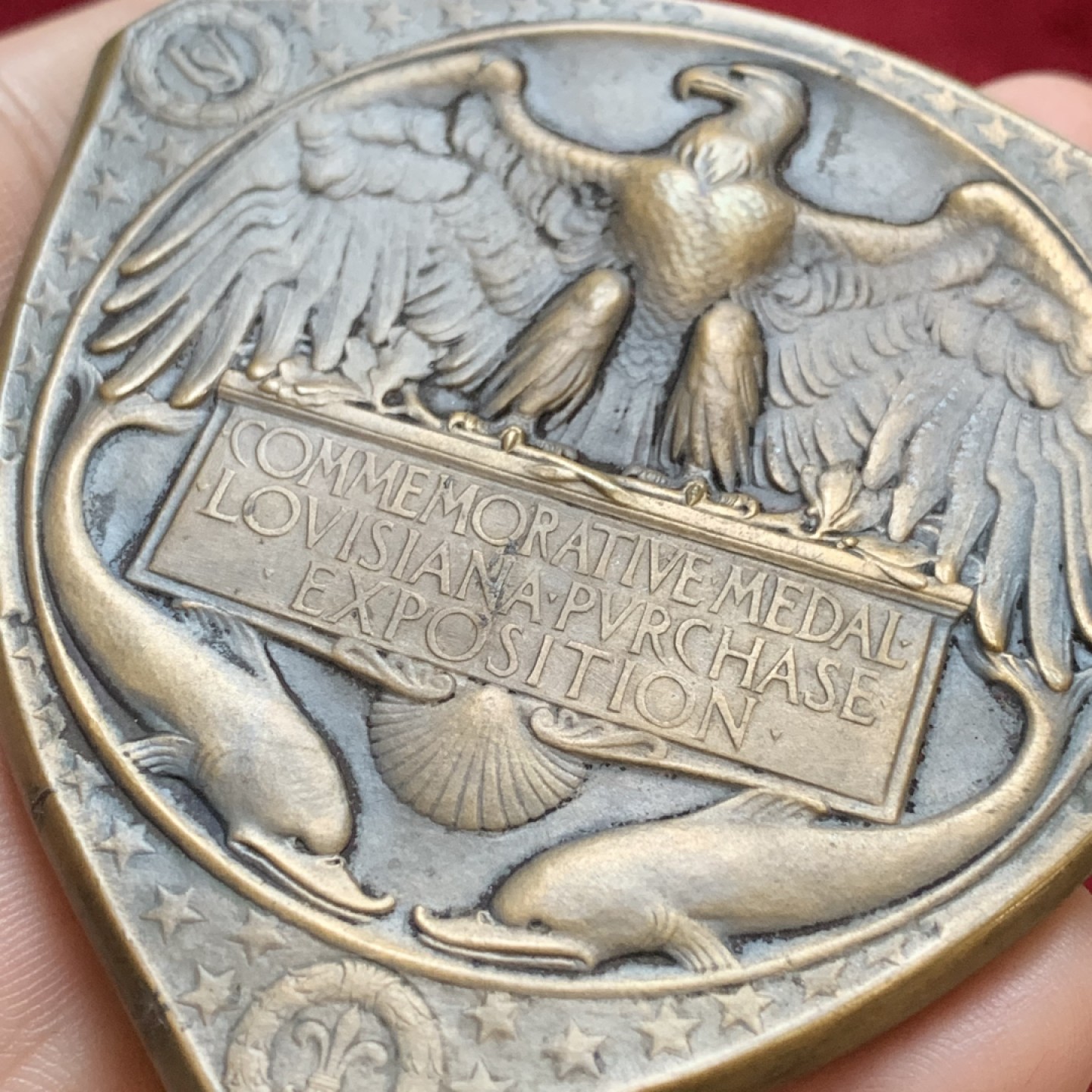 《竞宝斋》第96场-本周日，周一，周四，3场连拍（全场不限金额包邮） 1904年圣路易斯世博会纪念奖章 百年浓郁包浆，带原盒 发行量6000枚