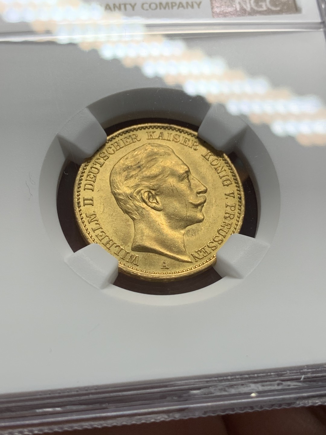 《竞宝斋》第96场-本周日，周一，周四，3场连拍（全场不限金额包邮） NGC-MS62 德国1912年 普鲁士威廉二世 20马克 原光金币 非常漂亮