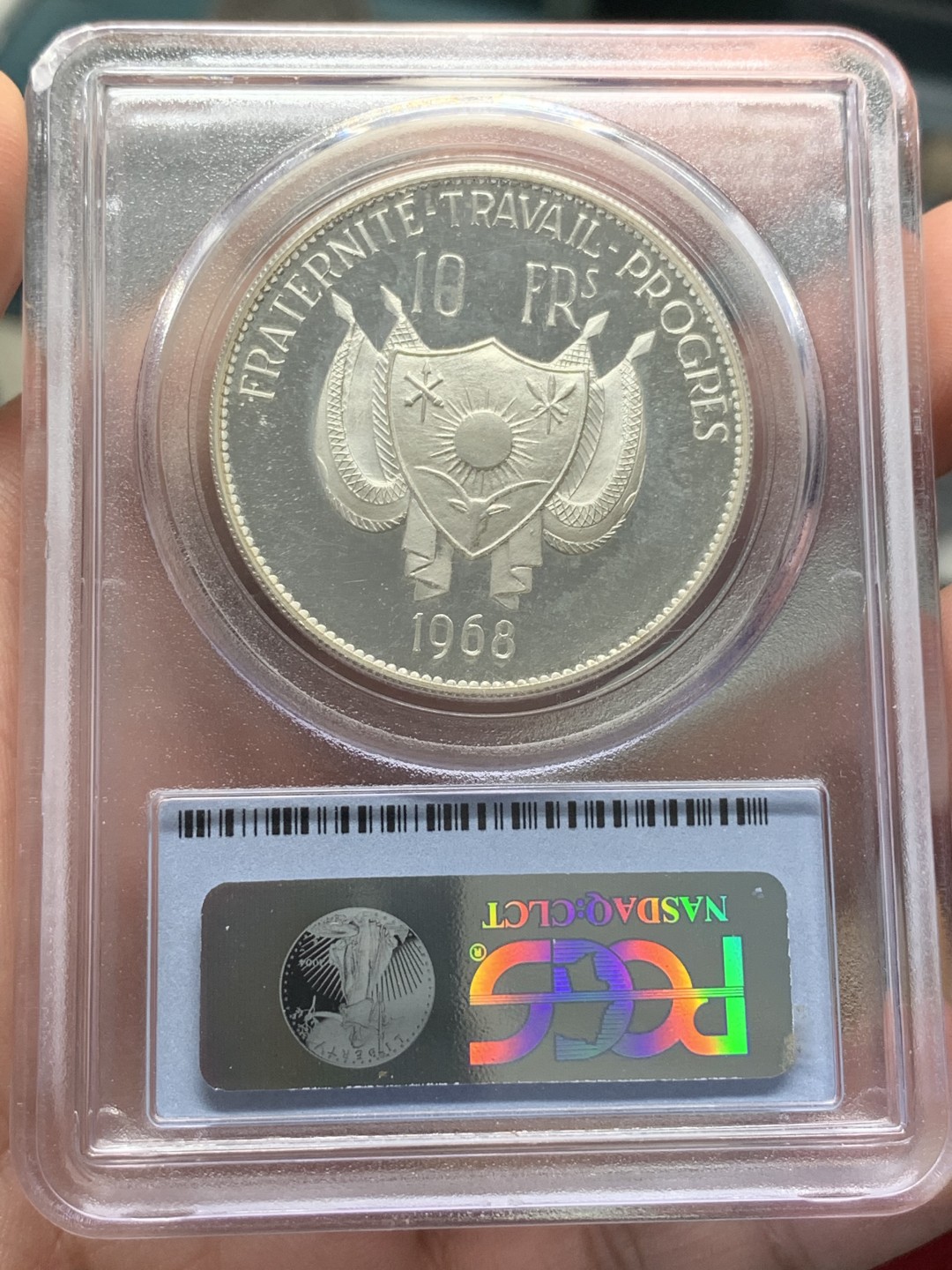 《竞宝斋》第96场-本周日，周一，周四，3场连拍（全场不限金额包邮） PCGS PR65DCAM 尼日尔1968年10法郎银币 KM#8.1