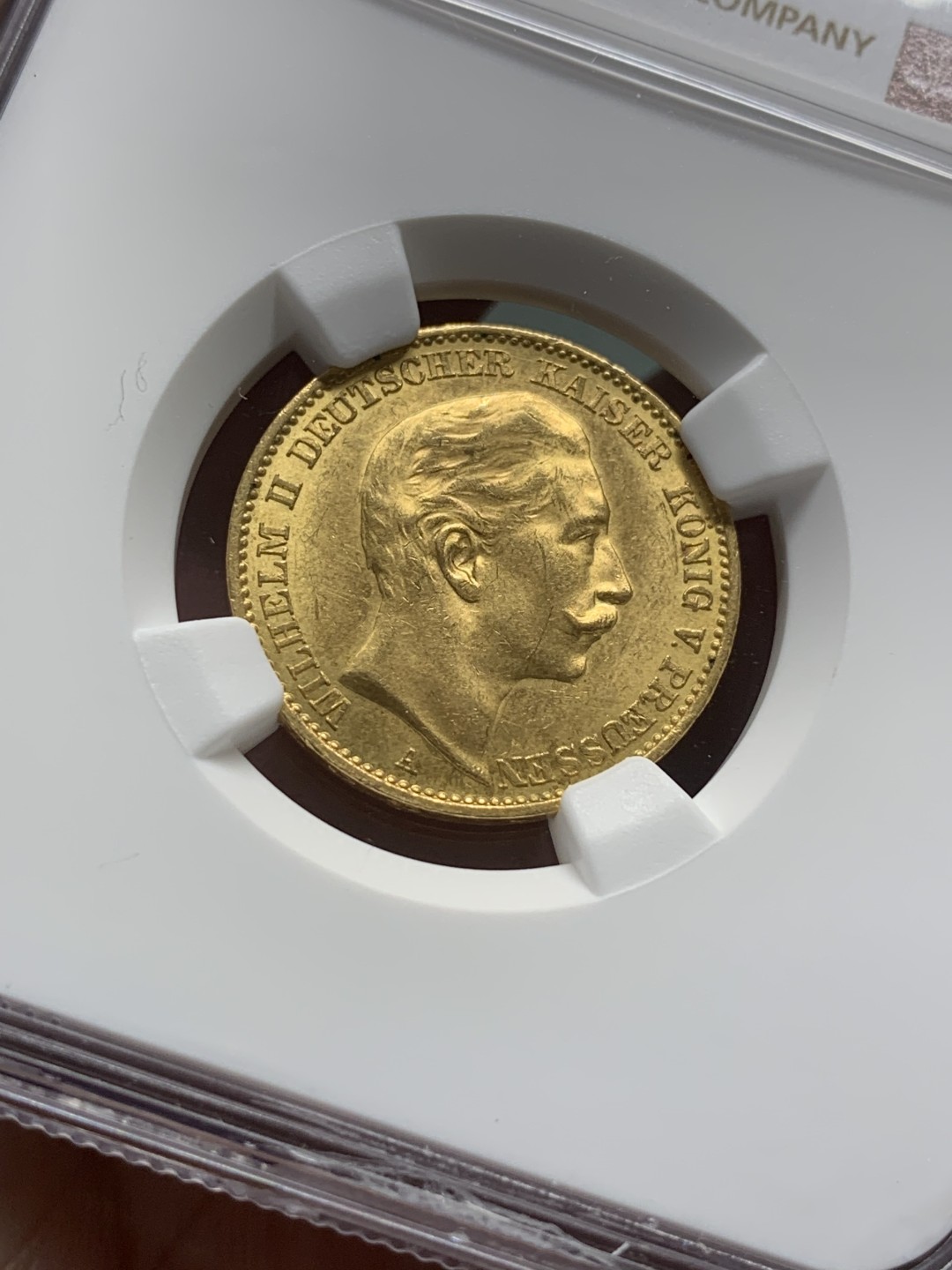 《竞宝斋》第96场-本周日，周一，周四，3场连拍（全场不限金额包邮） NGC-MS62 德国1912年 普鲁士威廉二世 20马克 原光金币 非常漂亮