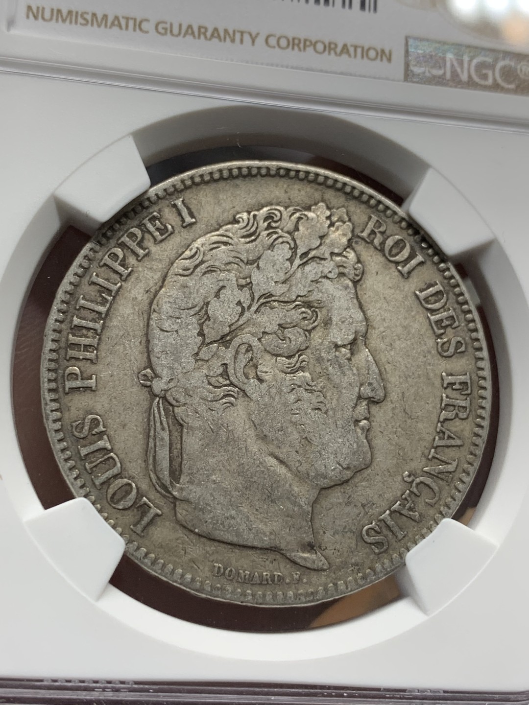 《竞宝斋》第96场-本周日，周一，周四，3场连拍（全场不限金额包邮） NGC-VF35 法国1834年 飞利浦一世 5法郎大银币 原味好品早期年份