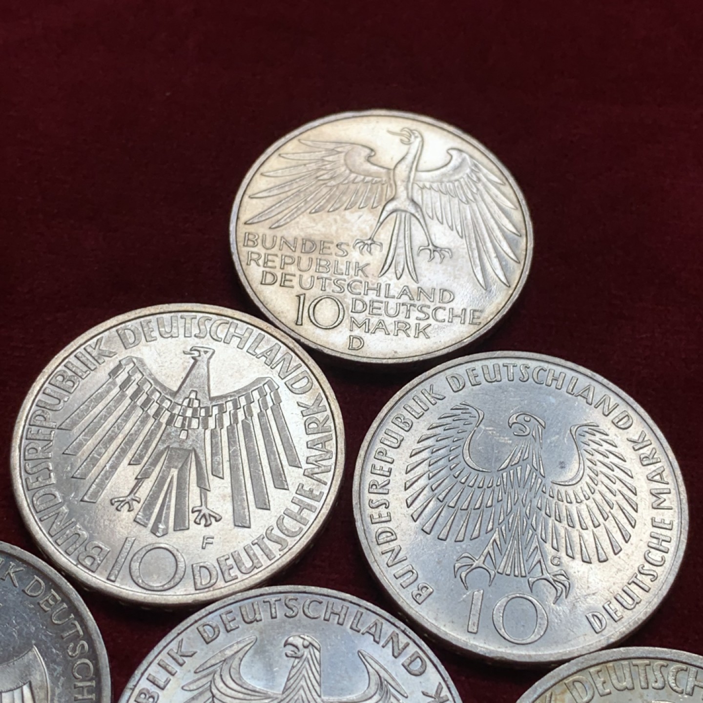 《竞宝斋》第96场-本周日，周一，周四，3场连拍（全场不限金额包邮） 银币6枚一组  德国1972年慕尼黑奥运会纪念10马克银币 单枚重量15.5克