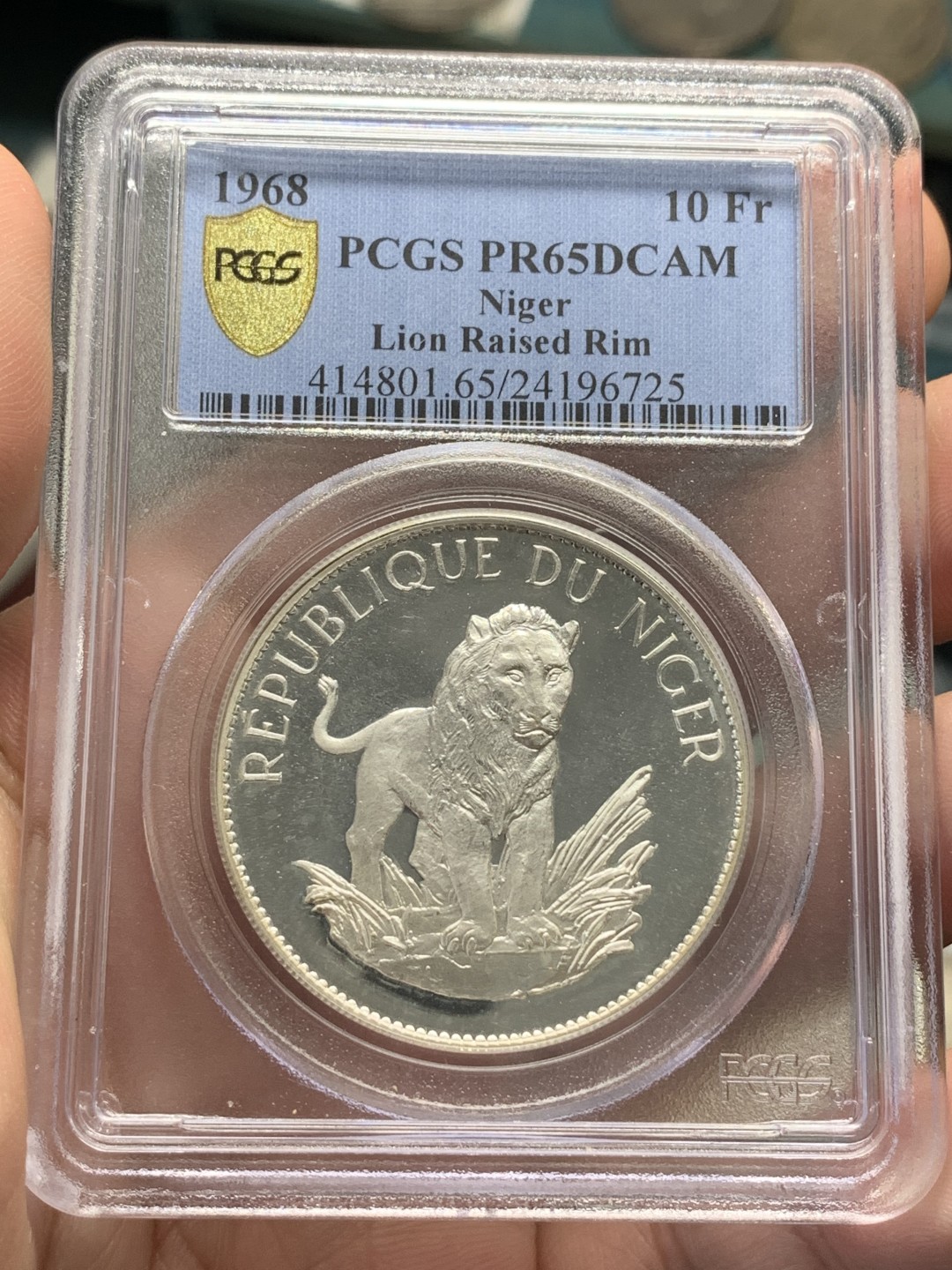 《竞宝斋》第96场-本周日，周一，周四，3场连拍（全场不限金额包邮） PCGS PR65DCAM 尼日尔1968年10法郎银币 KM#8.1