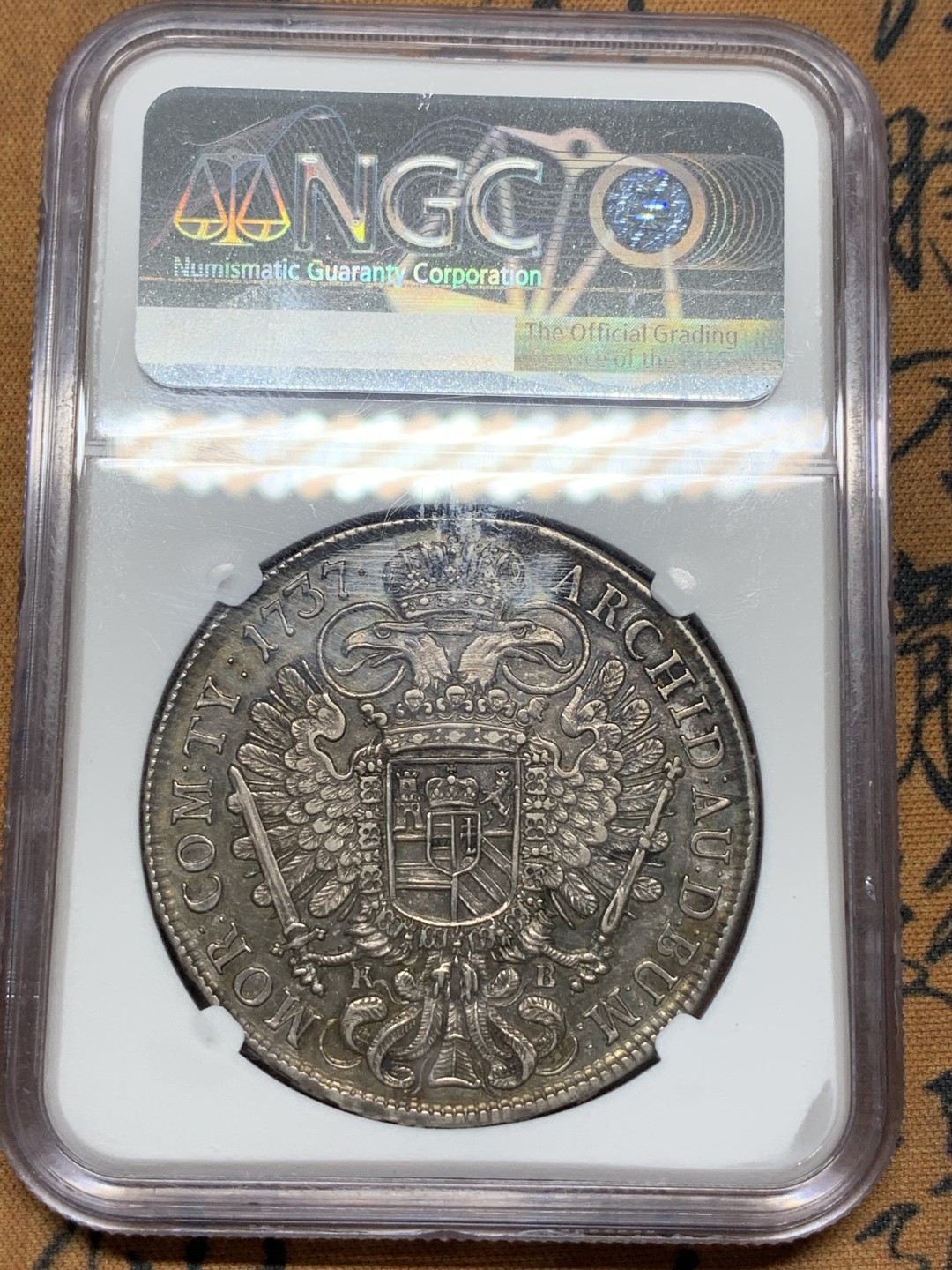 《竞宝斋》第96场-本周日，周一，周四，3场连拍（全场不限金额包邮） NGC-AU58 1737年神圣罗马帝国查理六世泰勒 匈牙利版，克雷姆尼察厂造，五彩包浆