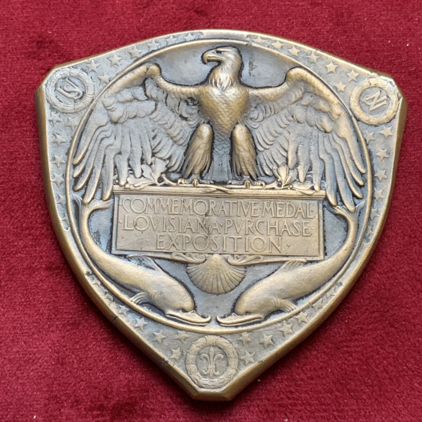 《竞宝斋》第96场-本周日，周一，周四，3场连拍（全场不限金额包邮） 1904年圣路易斯世博会纪念奖章 百年浓郁包浆，带原盒 发行量6000枚