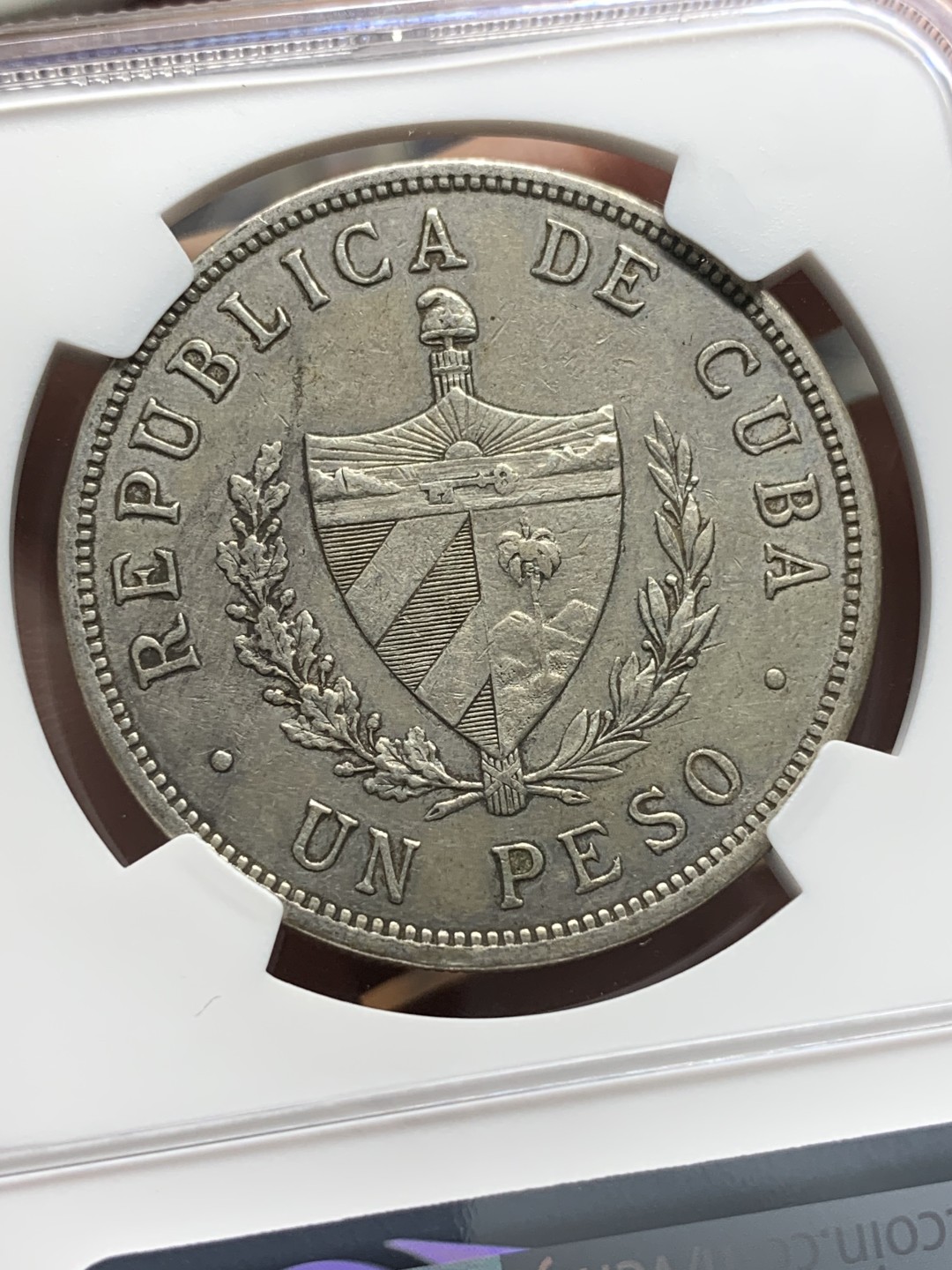 《竞宝斋》第96场-本周日，周一，周四，3场连拍（全场不限金额包邮） NGC-AU55 古巴1932年 大五星 1比索大银币 原味好品 出分不易