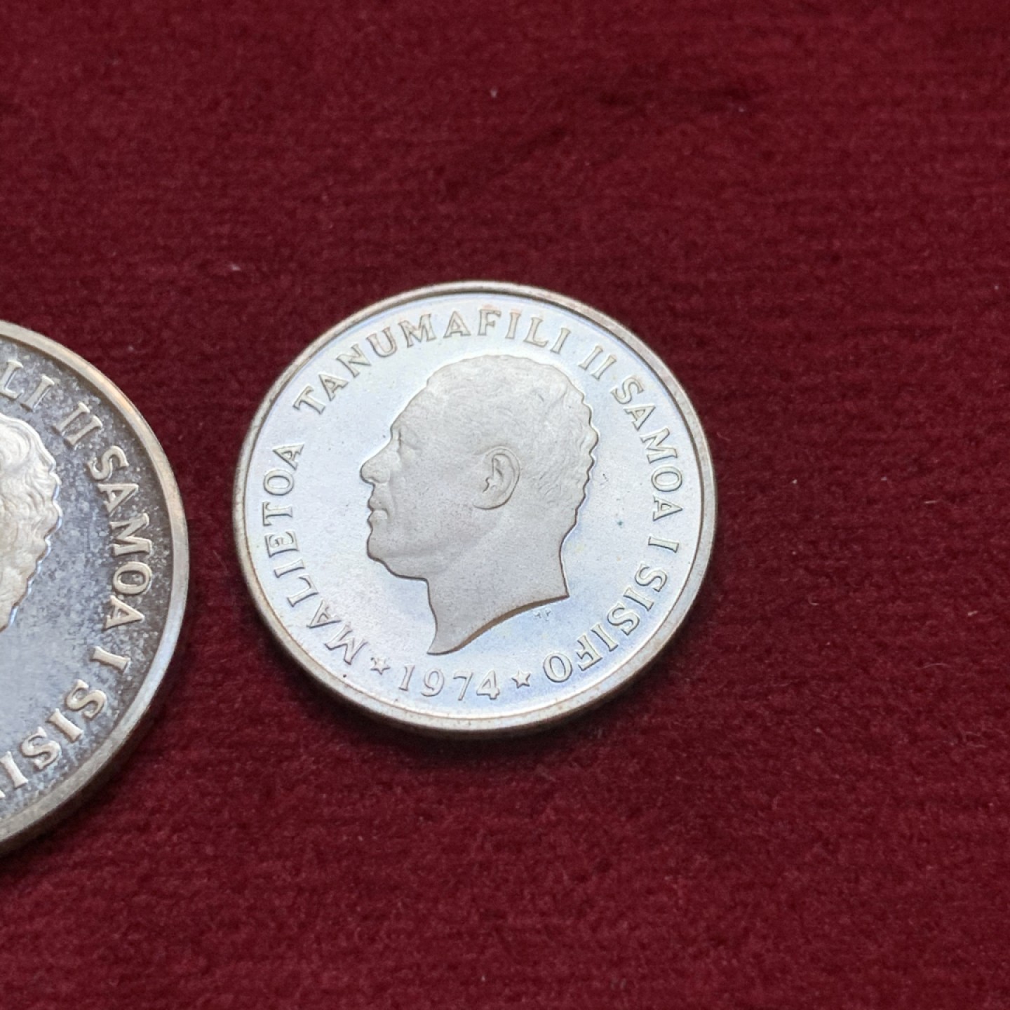 《竞宝斋》第96场-本周日，周一，周四，3场连拍（全场不限金额包邮） 1972年 萨摩亚 PROOF 精制1分和2分银币 BU品相