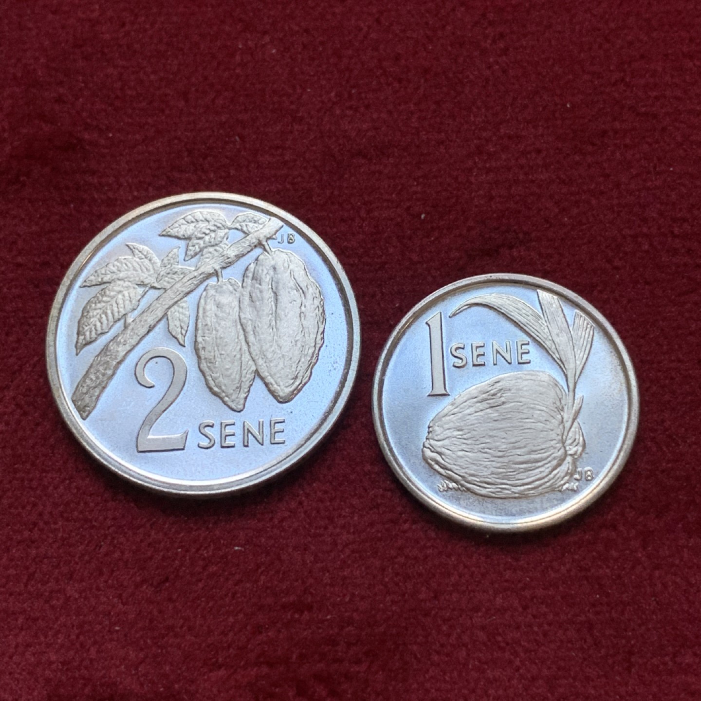 《竞宝斋》第96场-本周日，周一，周四，3场连拍（全场不限金额包邮） 1972年 萨摩亚 PROOF 精制1分和2分银币 BU品相