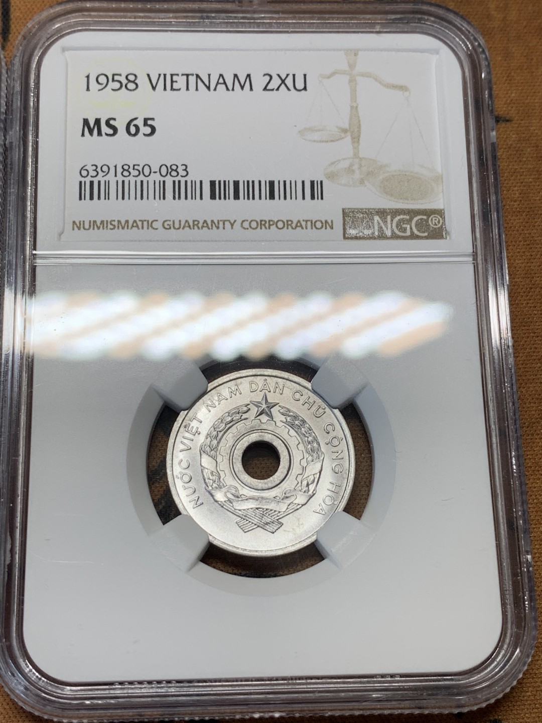 《竞宝斋》第96场-本周日，周一，周四，3场连拍（全场不限金额包邮） 印支三兄弟–ngc 越南1958年高分ms铝币一套3枚