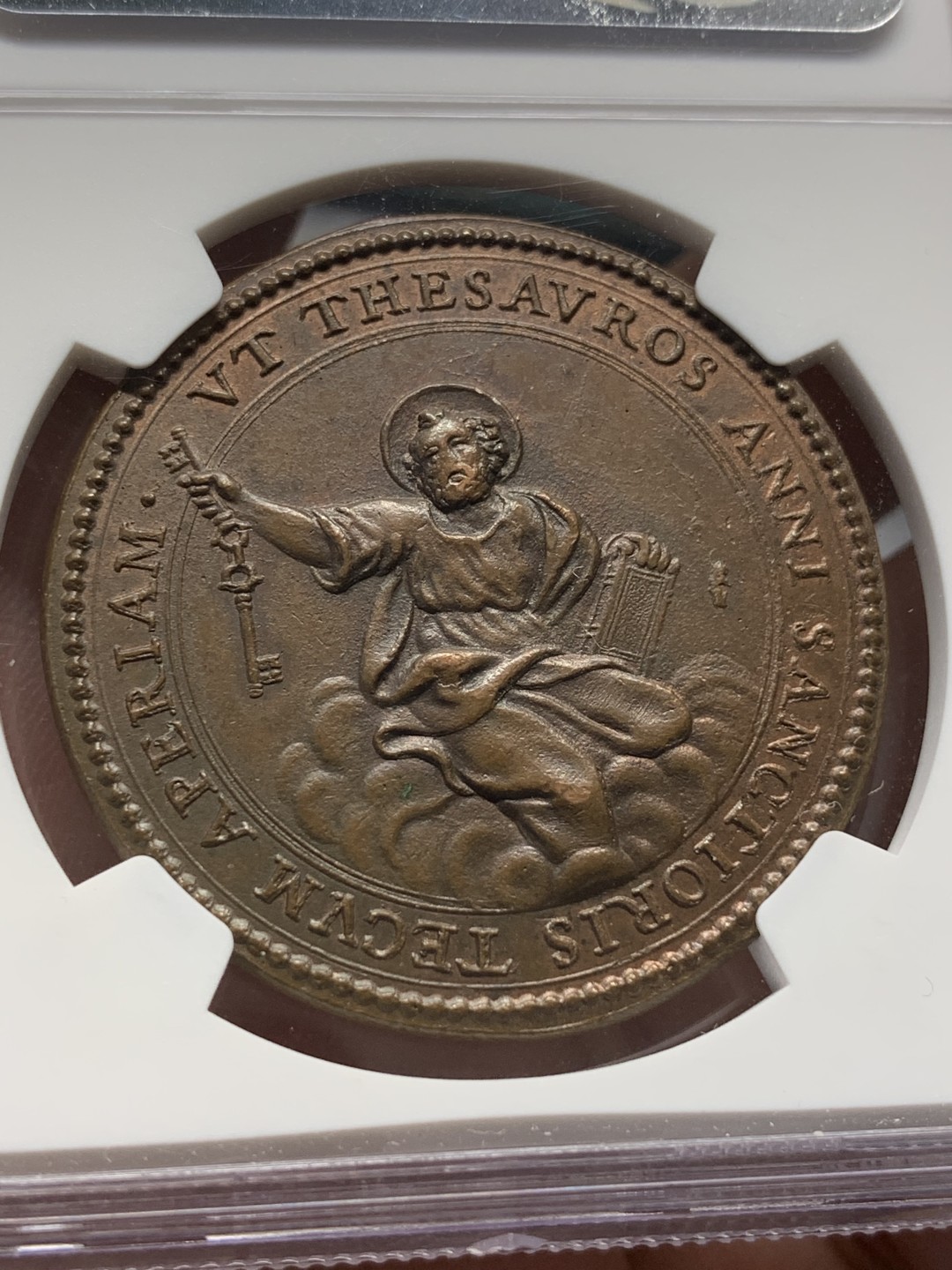 《竞宝斋》第96场-本周日，周一，周四，3场连拍（全场不限金额包邮） NGC MS63 BN 教皇 英诺森十世 铜章 38mm直径