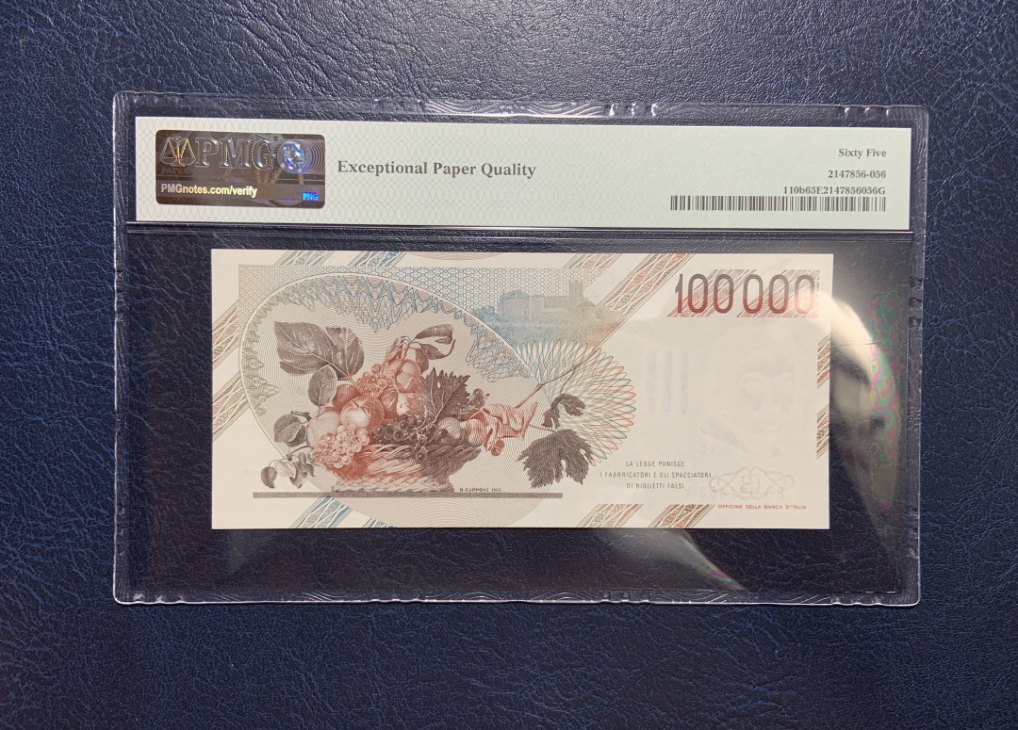 收藏联盟Quantum Auction 第192期拍卖(再次更新) 意大利1983年100000里拉 PMG65 卡拉瓦乔 双面雕刻 三色凹印 