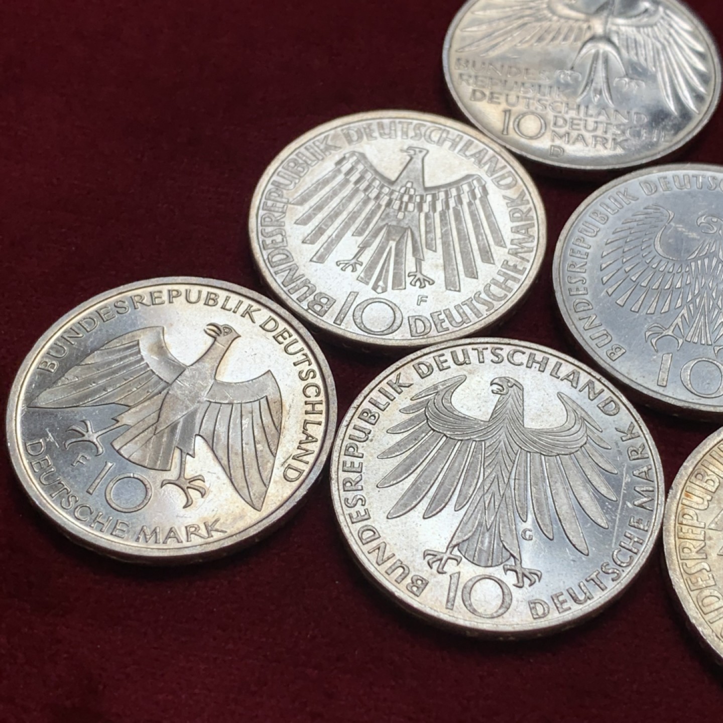 《竞宝斋》第96场-本周日，周一，周四，3场连拍（全场不限金额包邮） 银币6枚一组  德国1972年慕尼黑奥运会纪念10马克银币 单枚重量15.5克