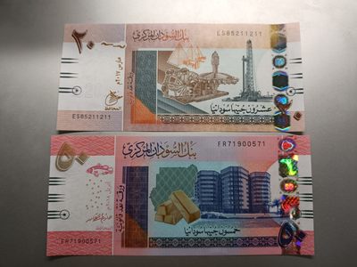 【专场20220919】大漠黄沙——阿拉伯世界单品/小套币 - 【拍品003】苏丹2017版20+50镑套币全新UNC尾1同组合1(20镑为特殊号码)