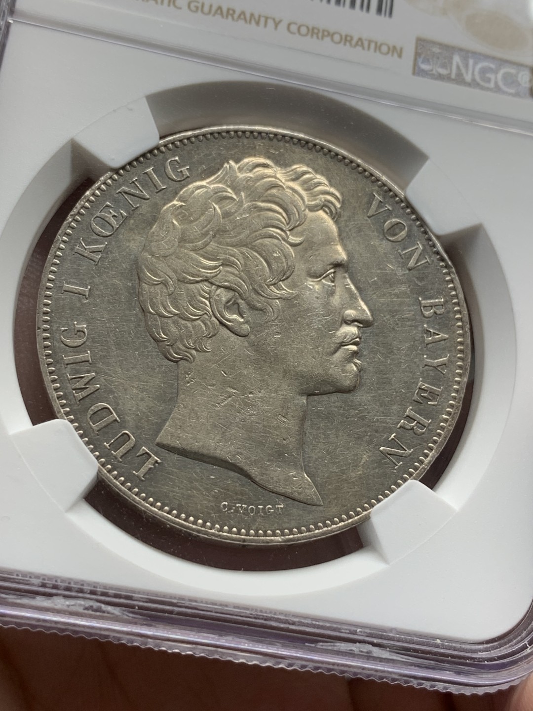 《竞宝斋》第96场-本周日，周一，周四，3场连拍（全场不限金额包邮） NGC-AUD 巴伐利亚1843年2泰勒 巴伐利亚历史系泰勒学院2泰勒37克大银币 品相很好细节清晰