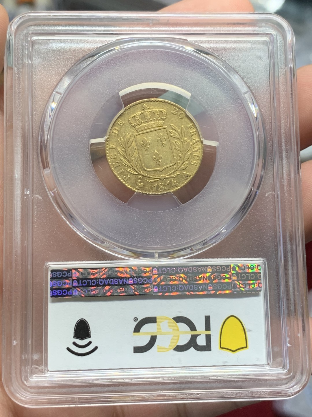 《竞宝斋》第96场-本周日，周一，周四，3场连拍（全场不限金额包邮） PCGS XF45法国1814年 戎装路易十八国王20法郎金币 少见