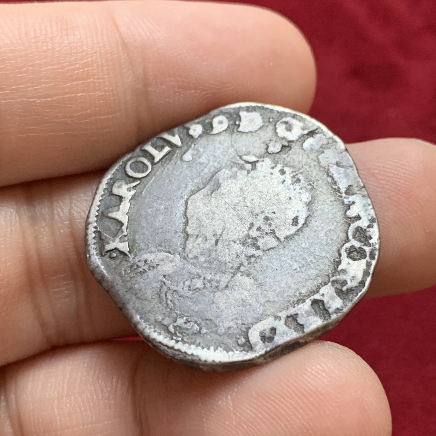 《竞宝斋》第96场-本周日，周一，周四，3场连拍（全场不限金额包邮） 1566年-L 法国 查理九世 teston 9克 银币 背面打制很不错，还能看到光泽