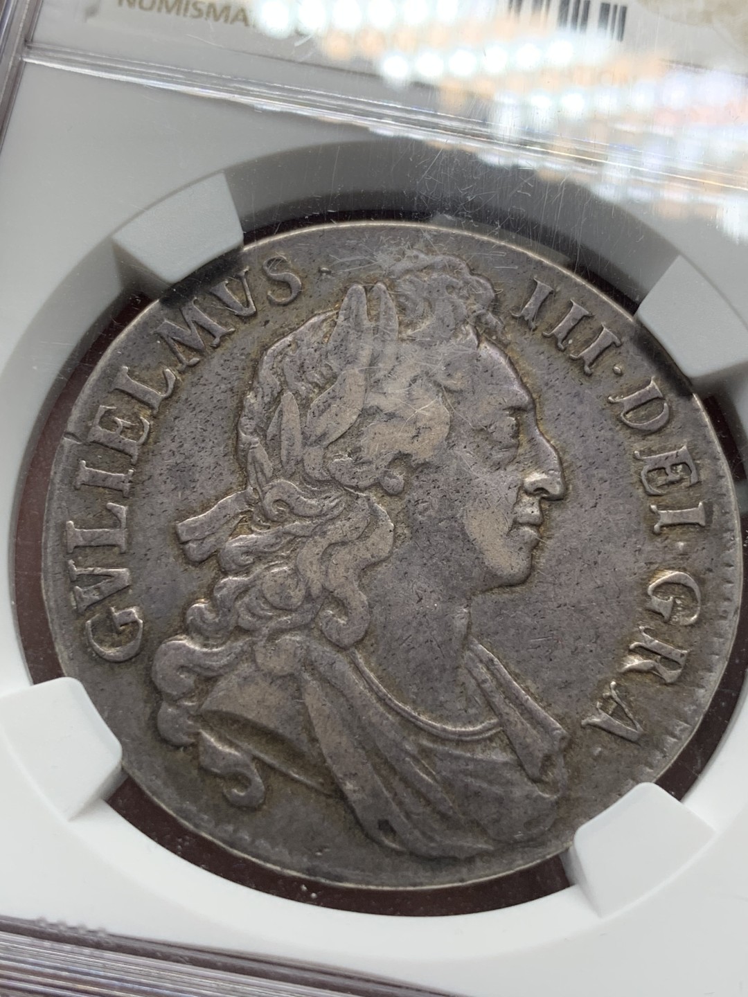 《竞宝斋》第96场-本周日，周一，周四，3场连拍（全场不限金额包邮） NGC XF45 英国  1695年 威廉三世 克朗 大银币 有分太难了 通货基本F的存在  这个45分难得