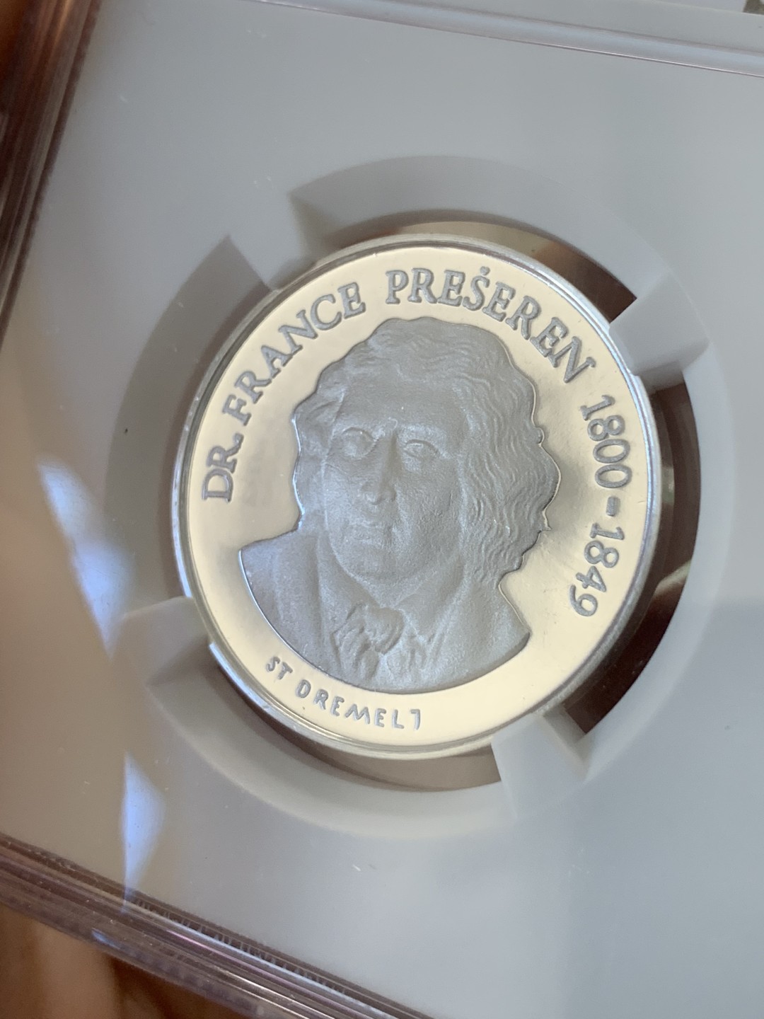 《竞宝斋》第96场-本周日，周一，周四，3场连拍（全场不限金额包邮） NGC PF69 UC 斯洛文尼亚1990年1LIPA纪念银币 过渡政府 少见