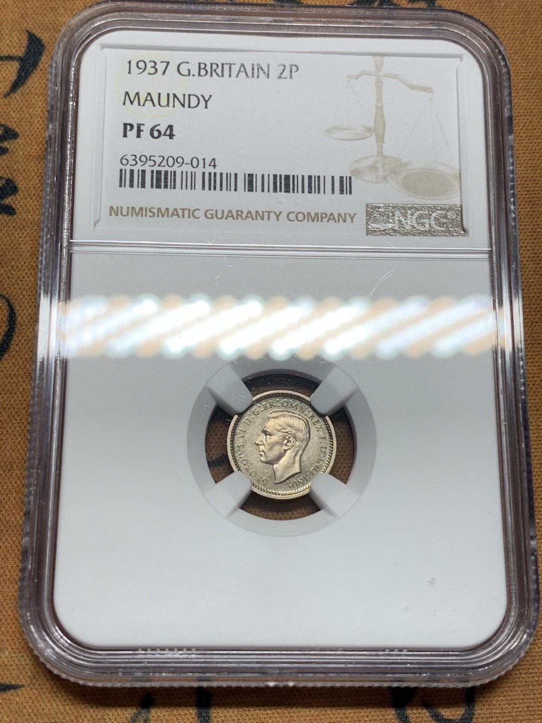 《竞宝斋》第96场-本周日，周一，周四，3场连拍（全场不限金额包邮） NGC-PF64 英国 1937年乔六 2便士 精制PROOF银币