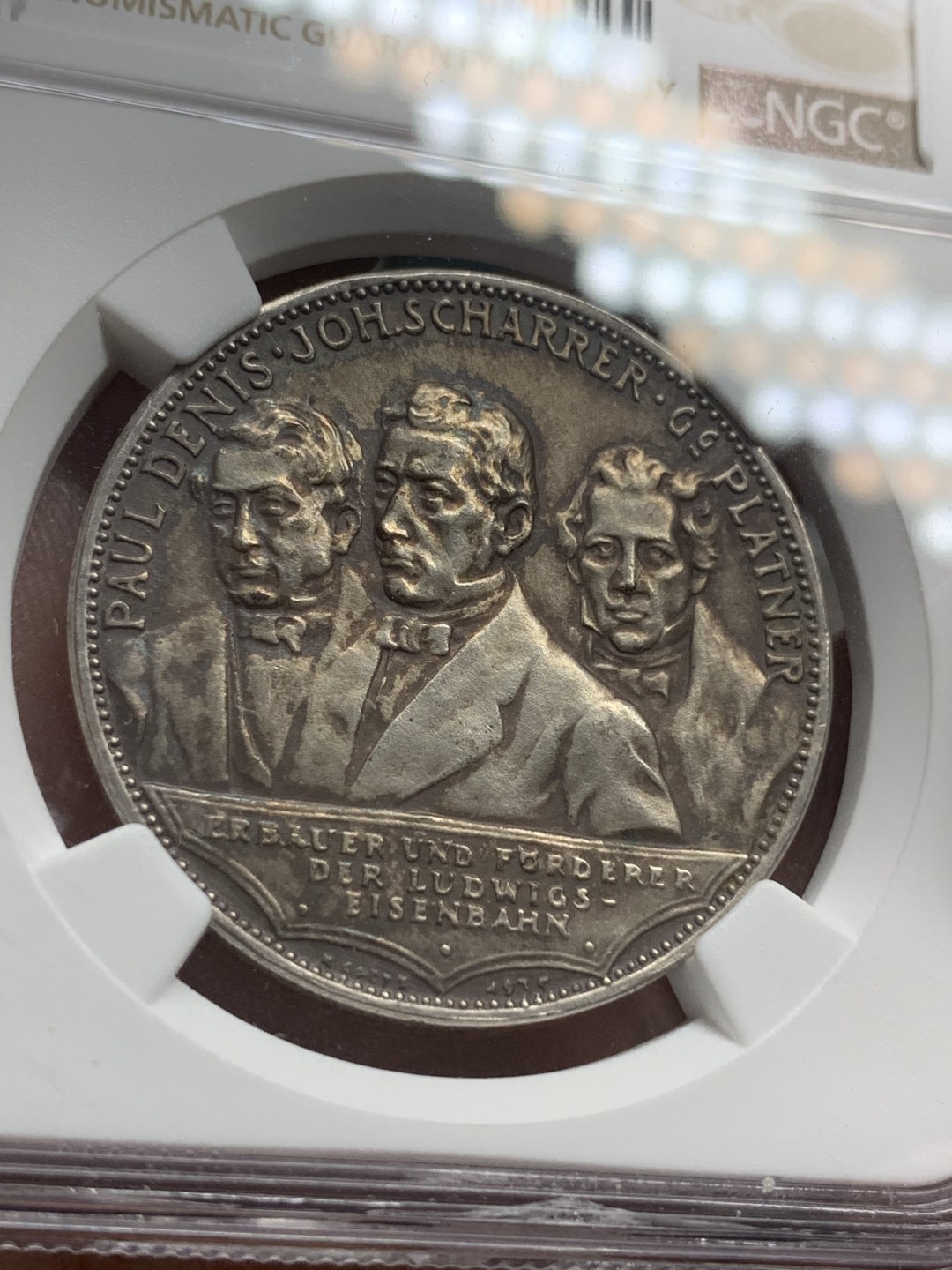 《竞宝斋》第96场-本周日，周一，周四，3场连拍（全场不限金额包邮） NGC MS61德国卡尔哥茨1835-1935第一条铁路建成百年纪念银章